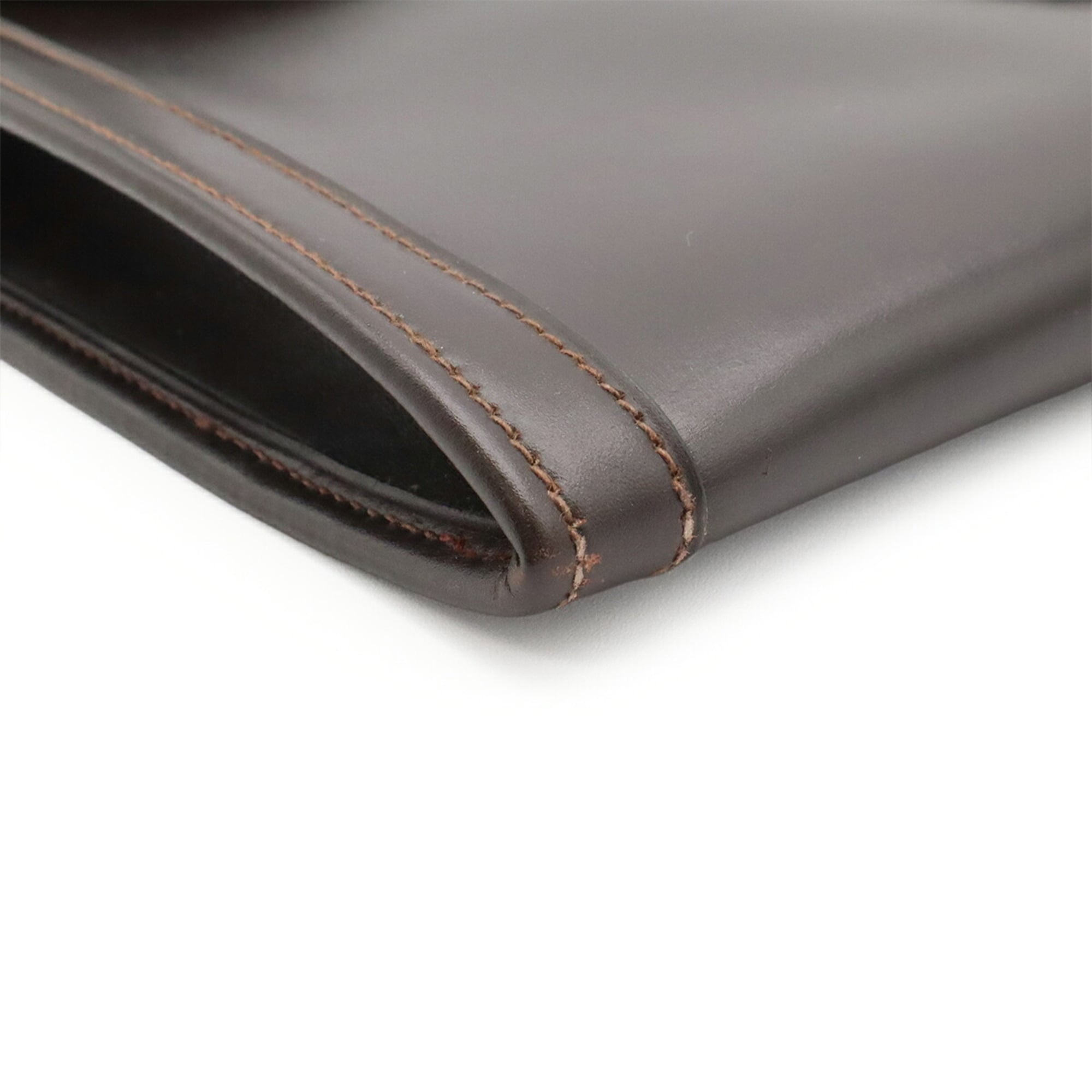 Hermes Jige Dark Brown Leather Clutch Bag Handbag (Pre-Owned)