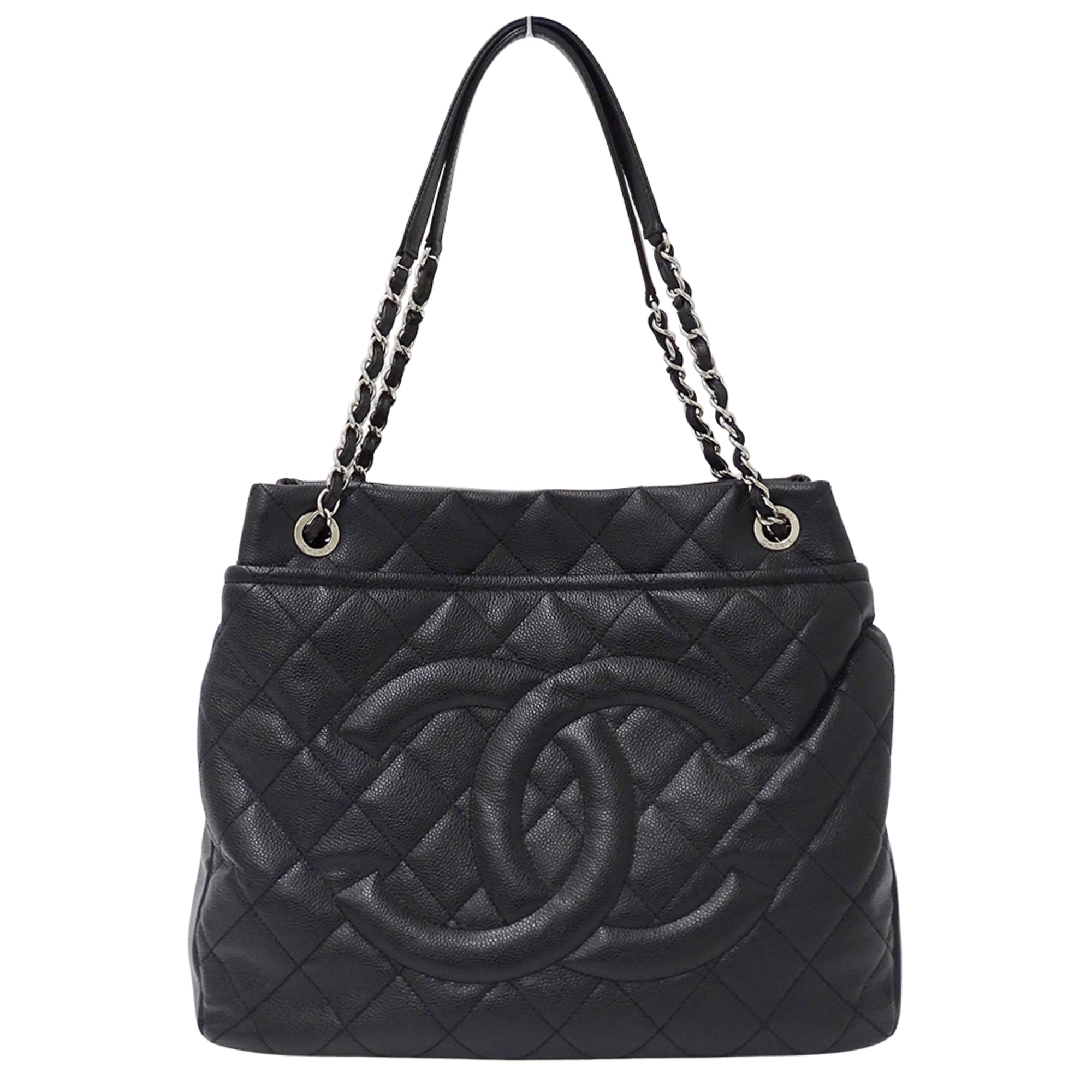 Chanel Black Grained Calfskin Handbag Tote Bag (Pre-Owned)