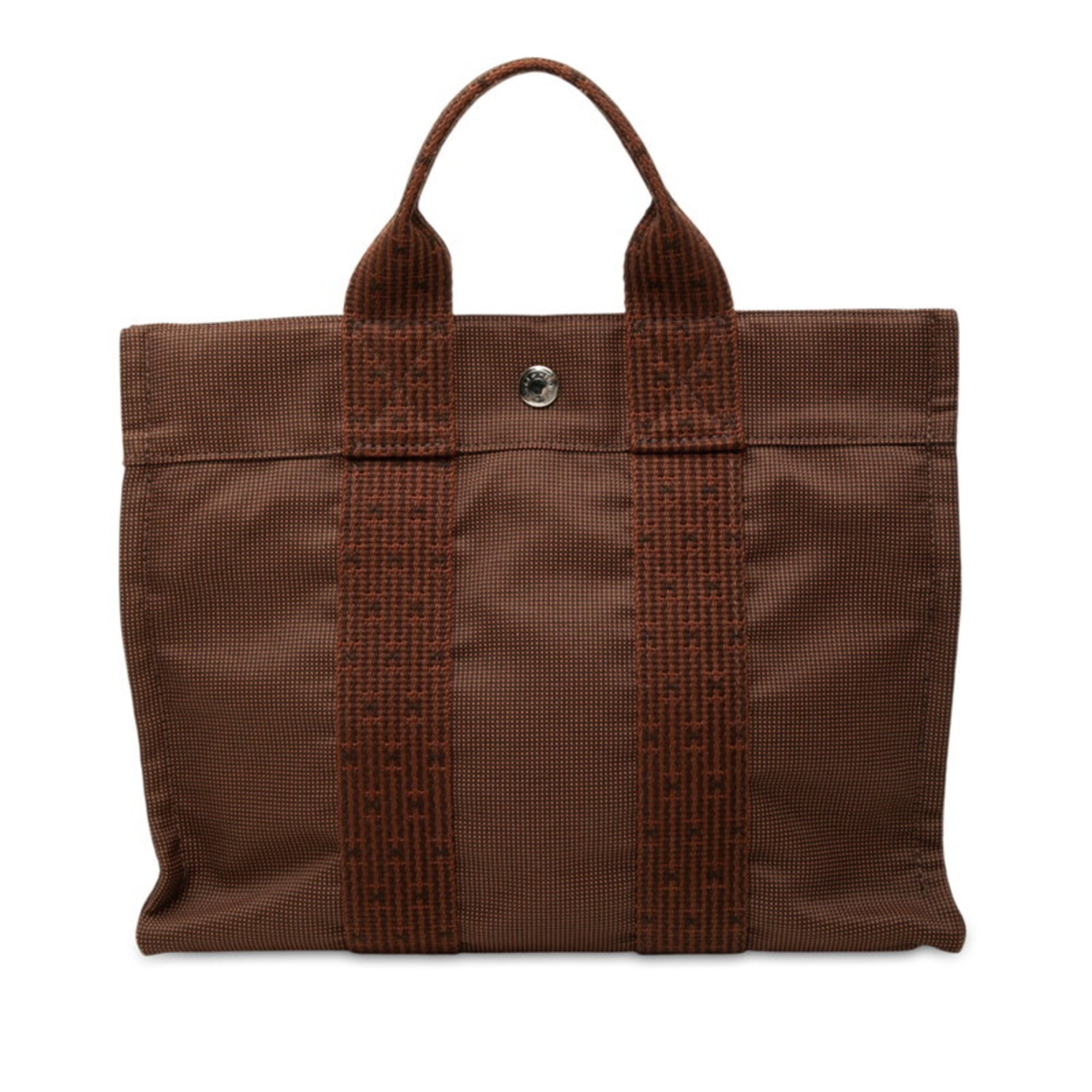 Hermes Brown Canvas Handbag Tote Bag (Pre-Owned)