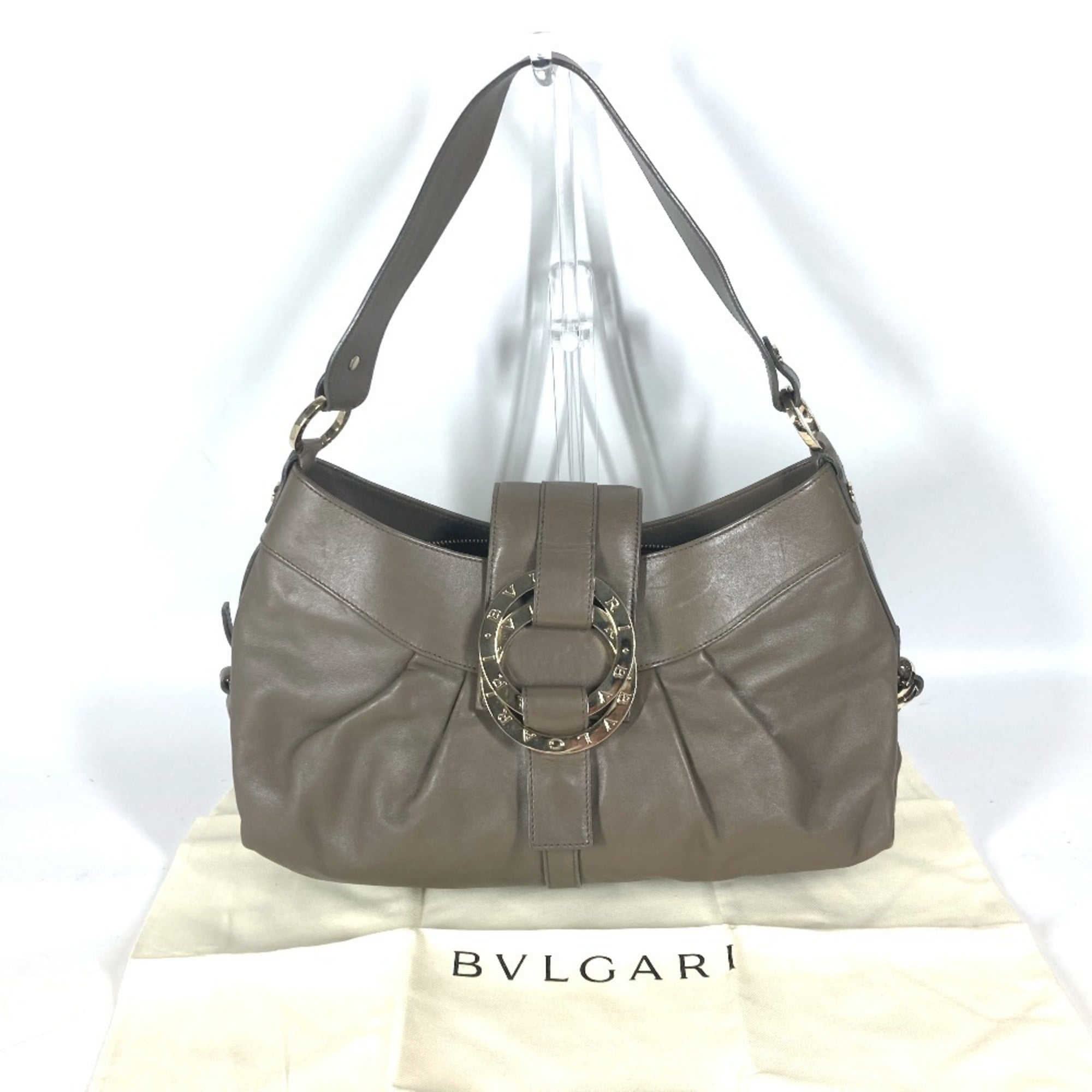 Bvlgari Gray Leather Shoulder Bag (Pre-Owned)