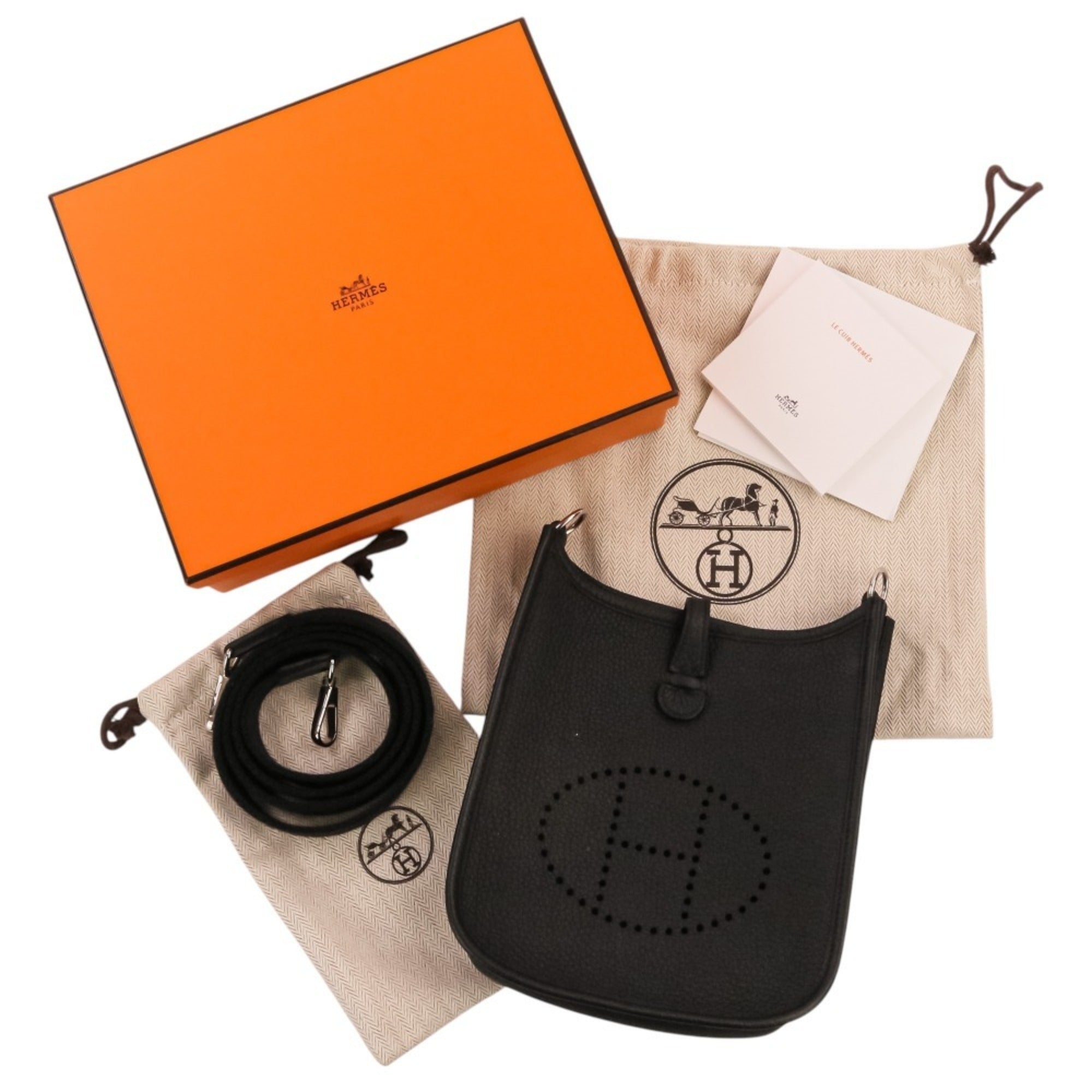 Hermes Black Taurillon Clemence Leather Shoulder Bag (Pre-Owned)