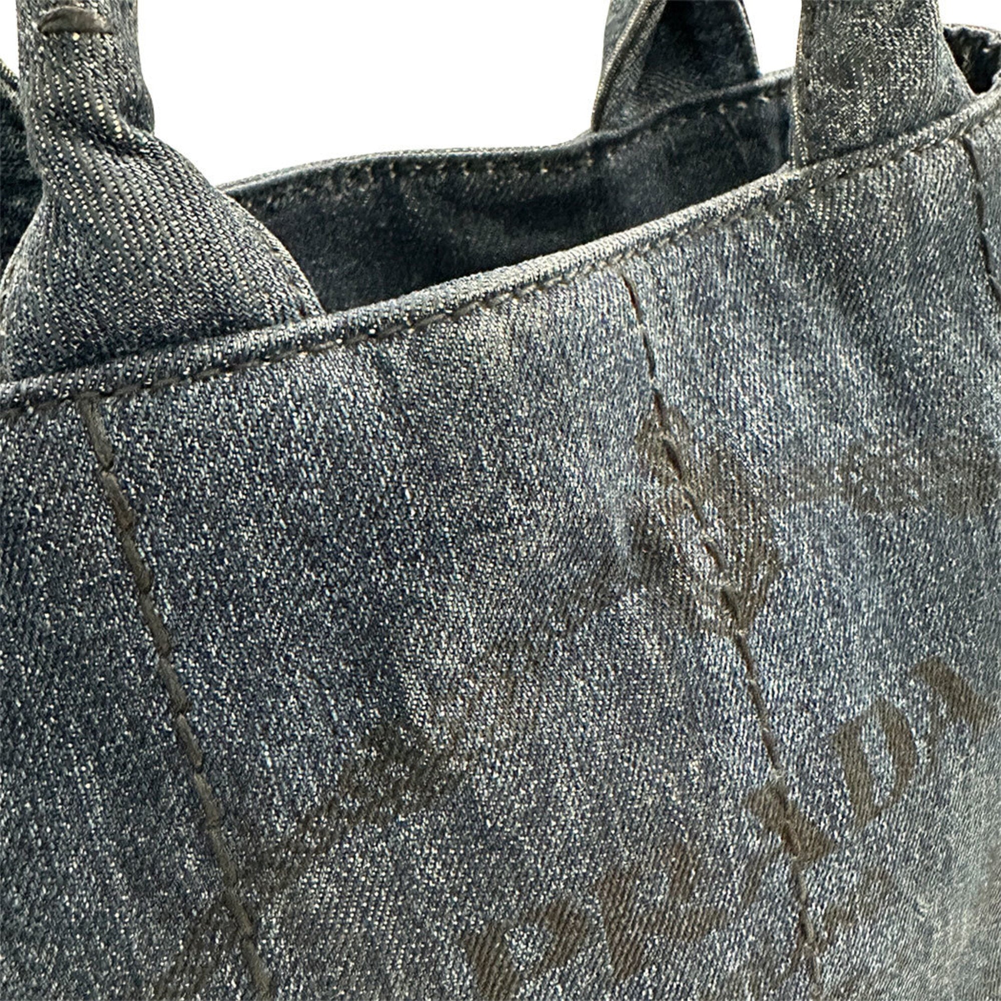 Prada Dark Blue Denim Handbag Shoulder Bag (Pre-Owned)