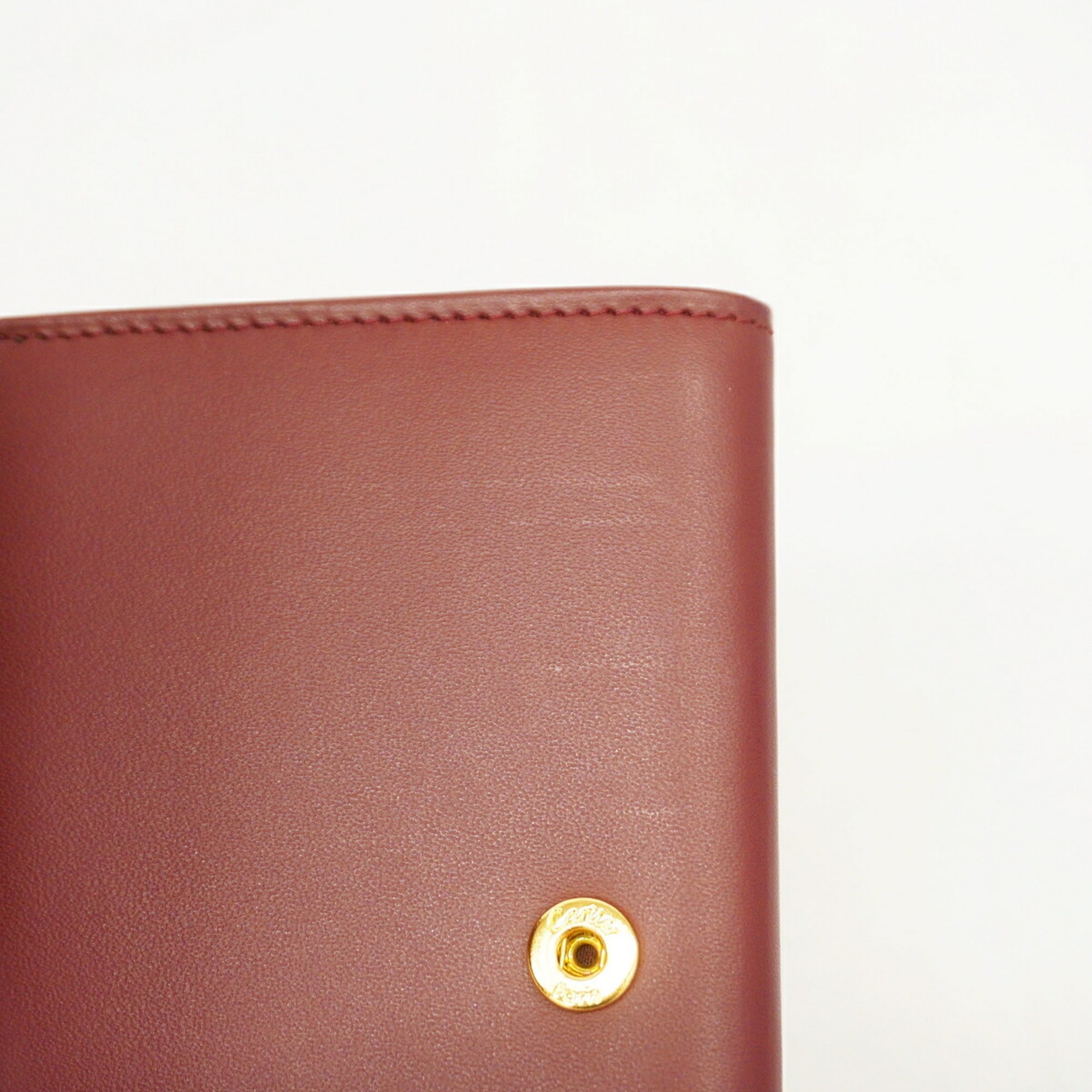 Cartier Bordeaux Leather Wallet (Tri-Fold) (Pre-Owned)