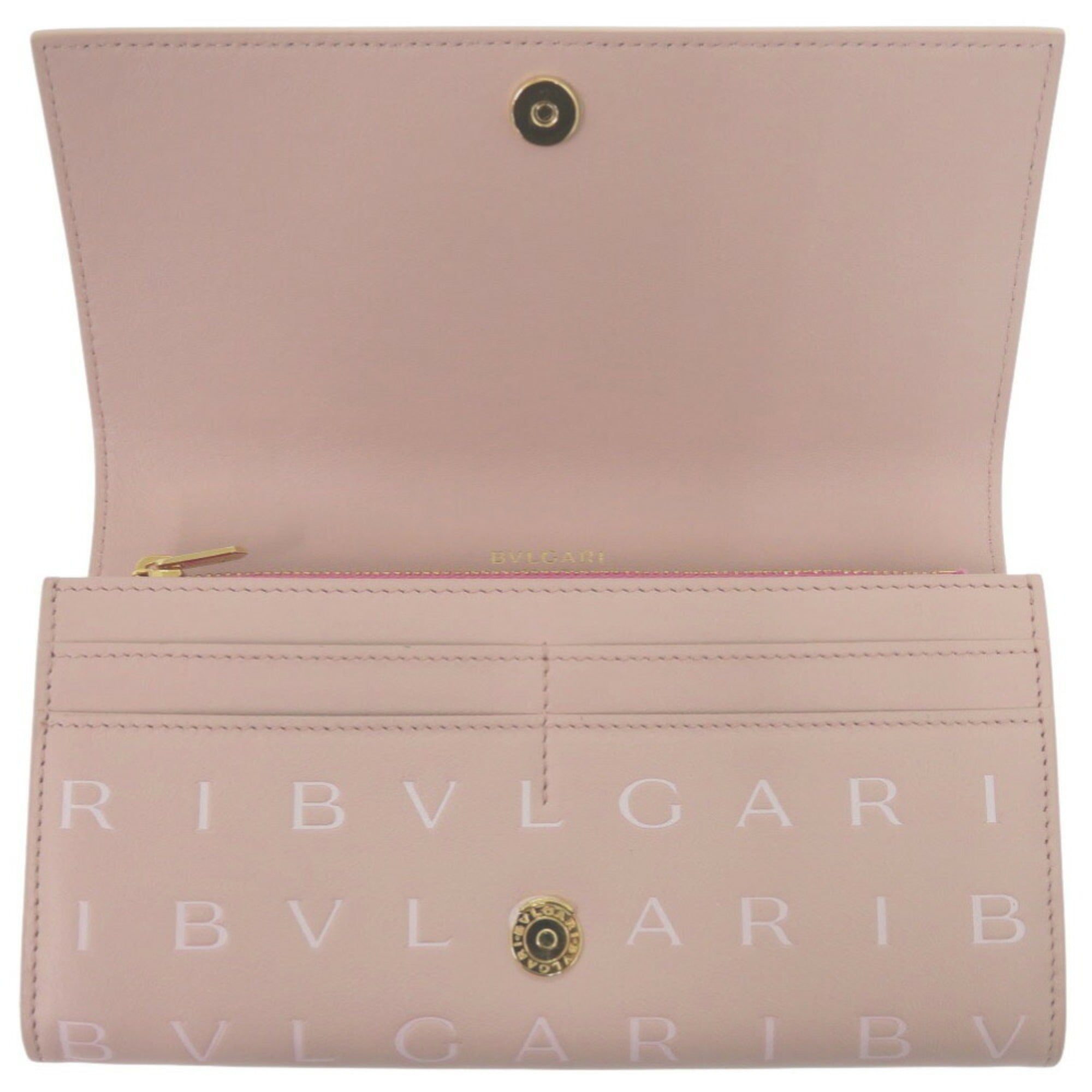 Bvlgari Pink Leather Long Wallet (Bi-Fold) (Pre-Owned)
