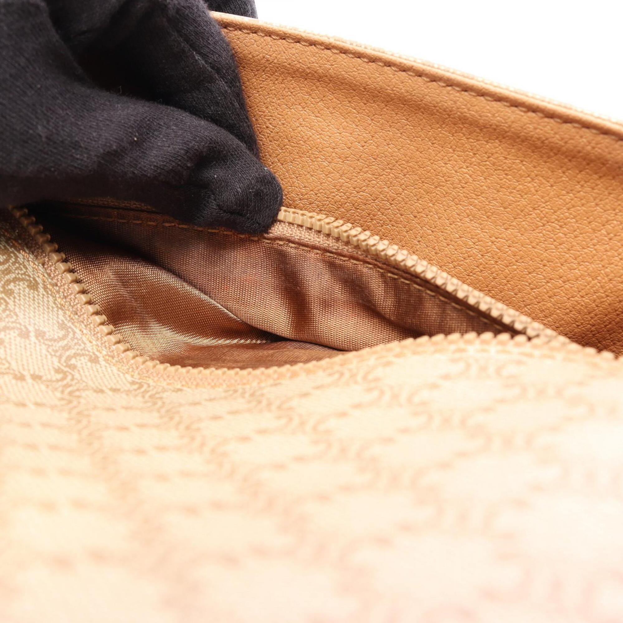 Celine Macadam Beige Brown Coated Canvas Handbag Shoulder Bag (Pre-Owned)