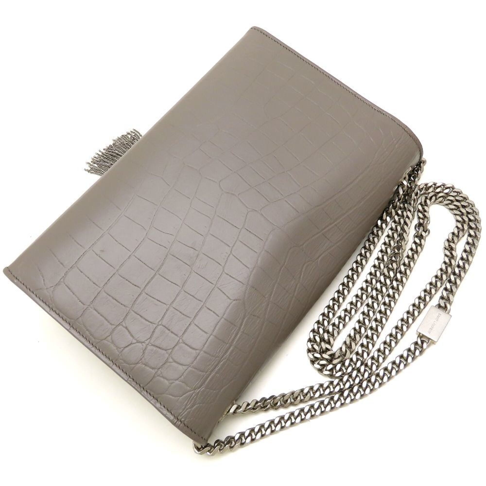 Yves Saint Laurent Gray Leather Shoulder Bag (Pre-Owned)
