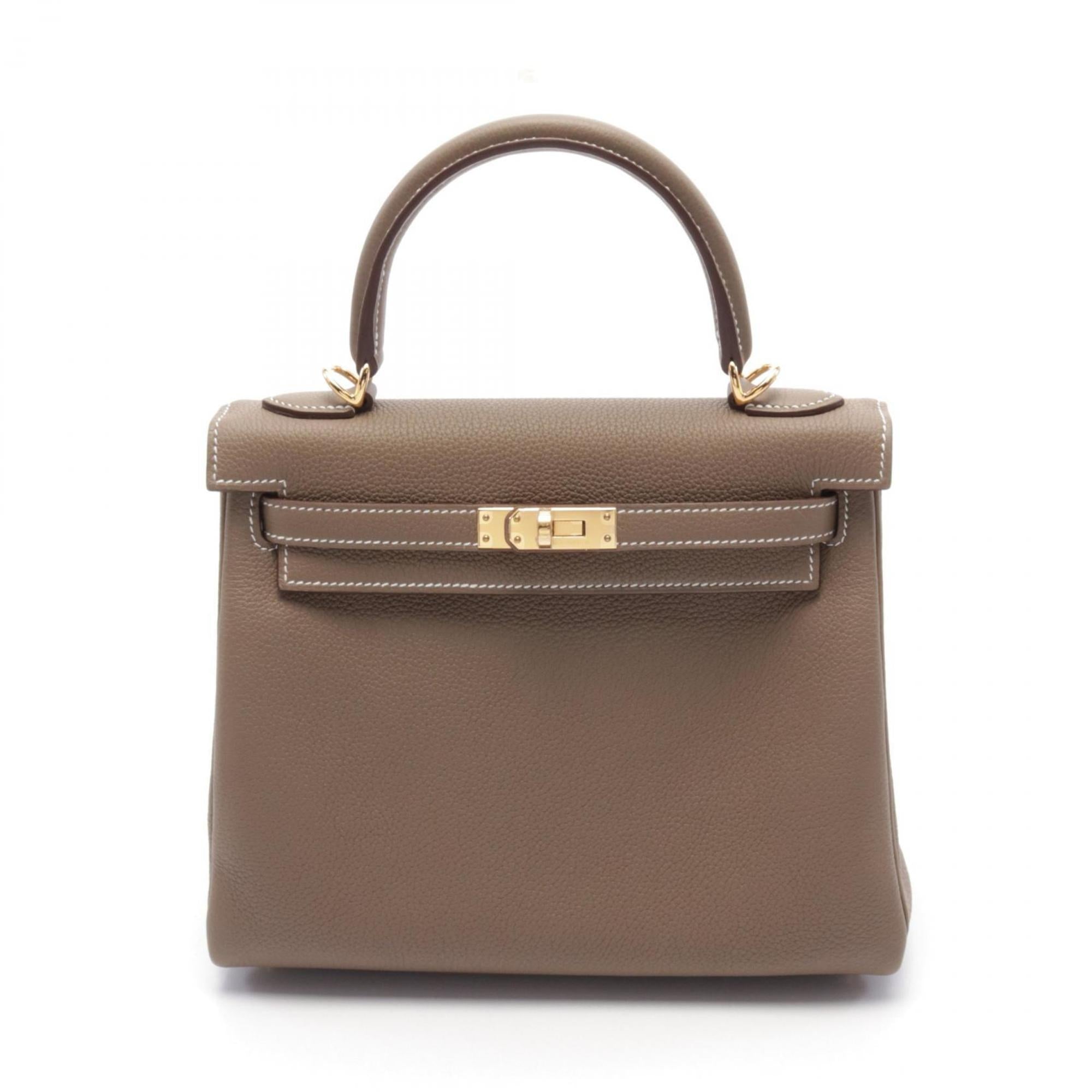 Hermes Brown Etoupe Gray Togo Leather Handbag (Pre-Owned)