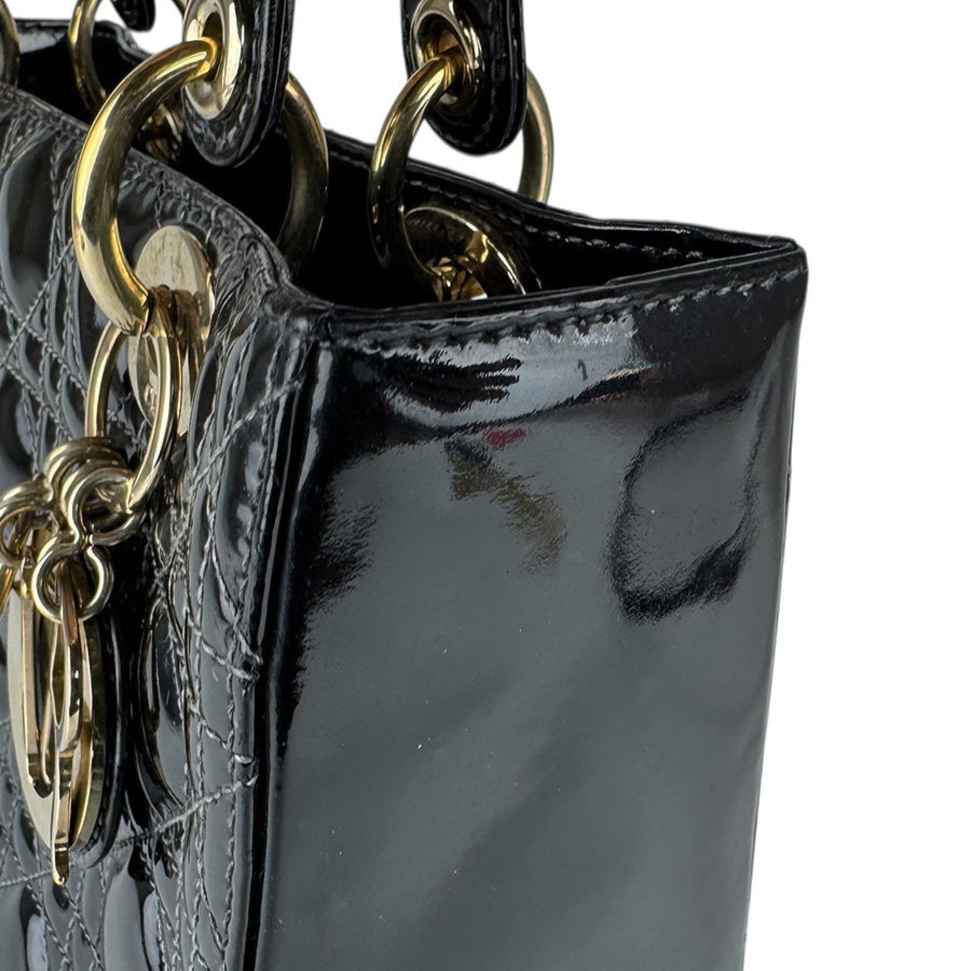 Christian Dior Black Patent Leather Handbag Shoulder Bag (Pre-Owned)