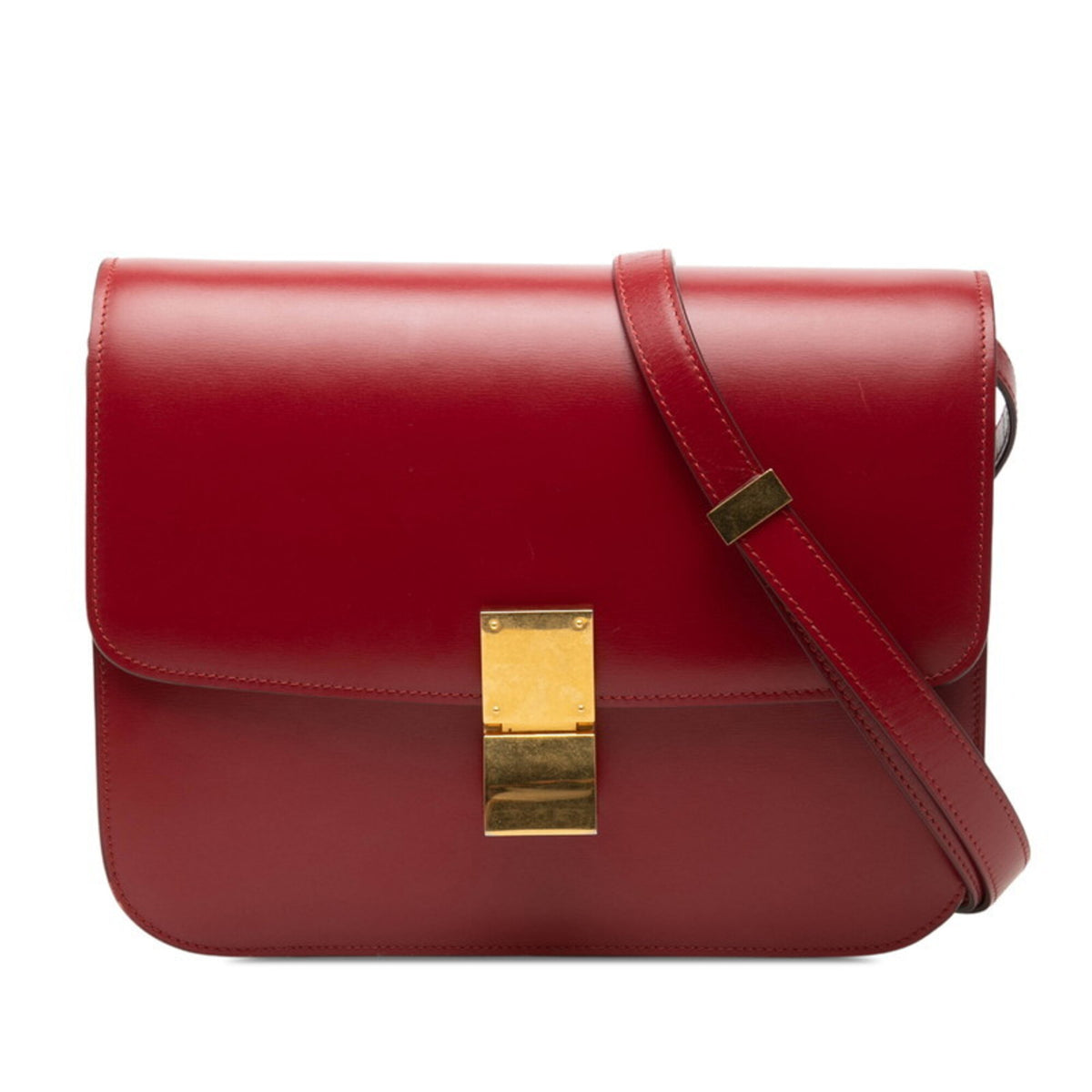 Celine Red Color Leather Shoulder Bag (Pre-Owned)