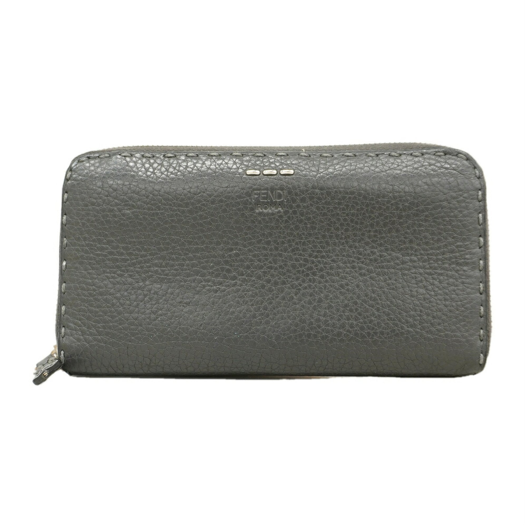 Fendi Black Leather Long Wallet (Bi-Fold) (Pre-Owned)