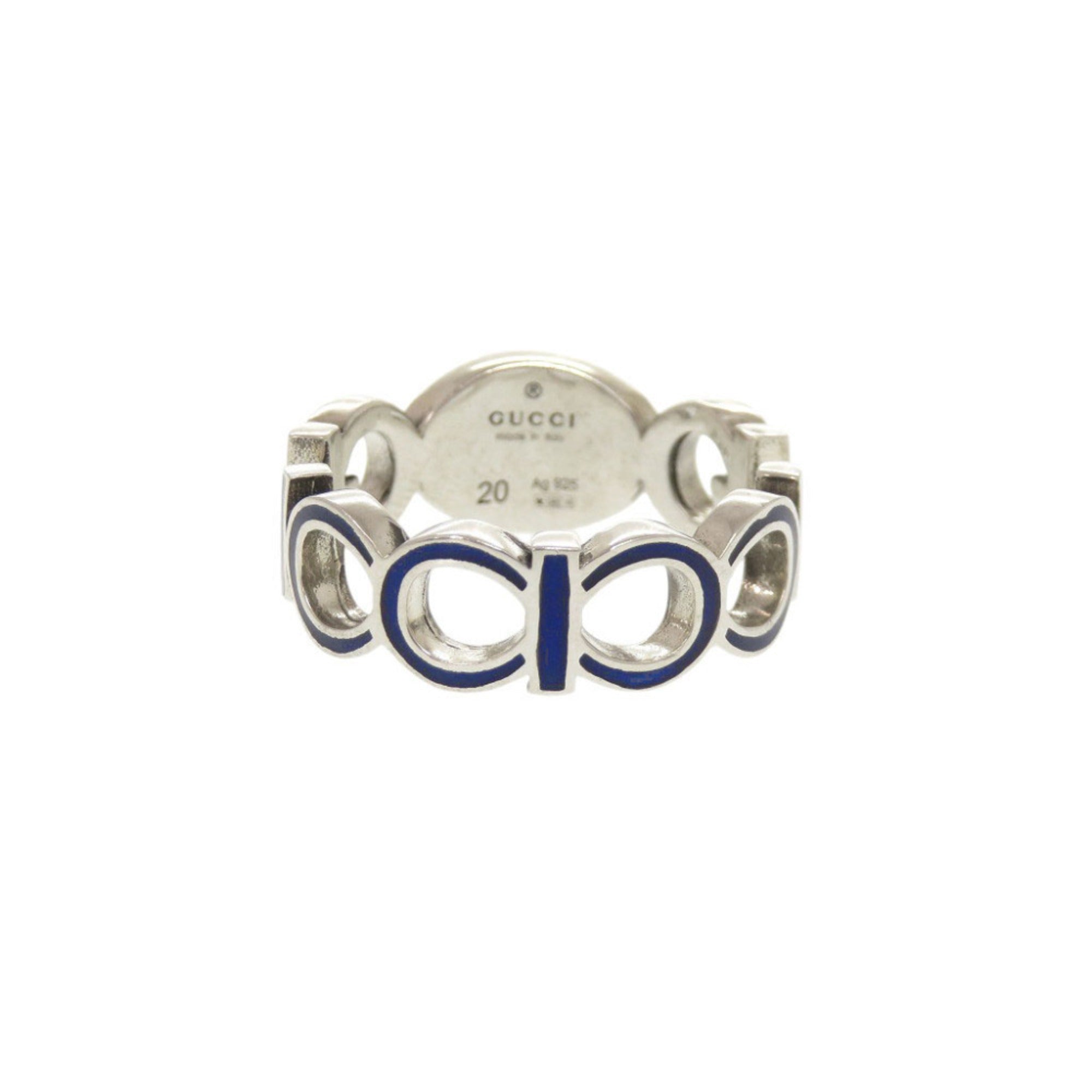 Gucci Silver Blue Silver 925 Band Ring (Pre-Owned)