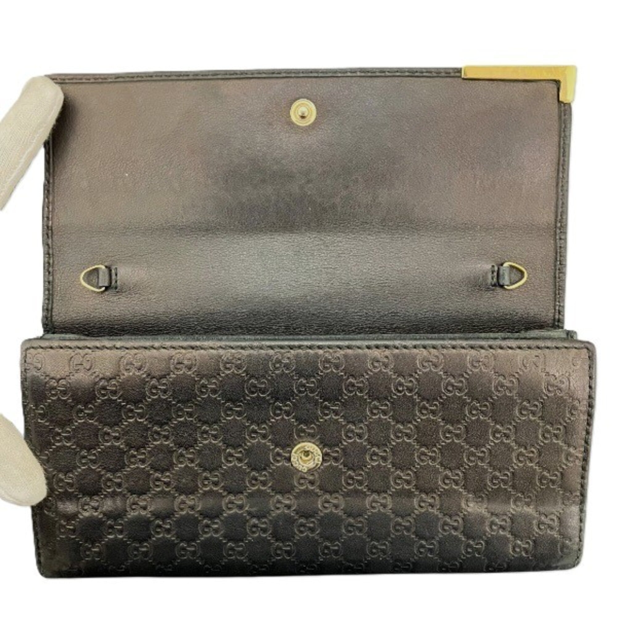Gucci Black Leather Chain/Shoulder Wallet (Pre-Owned)