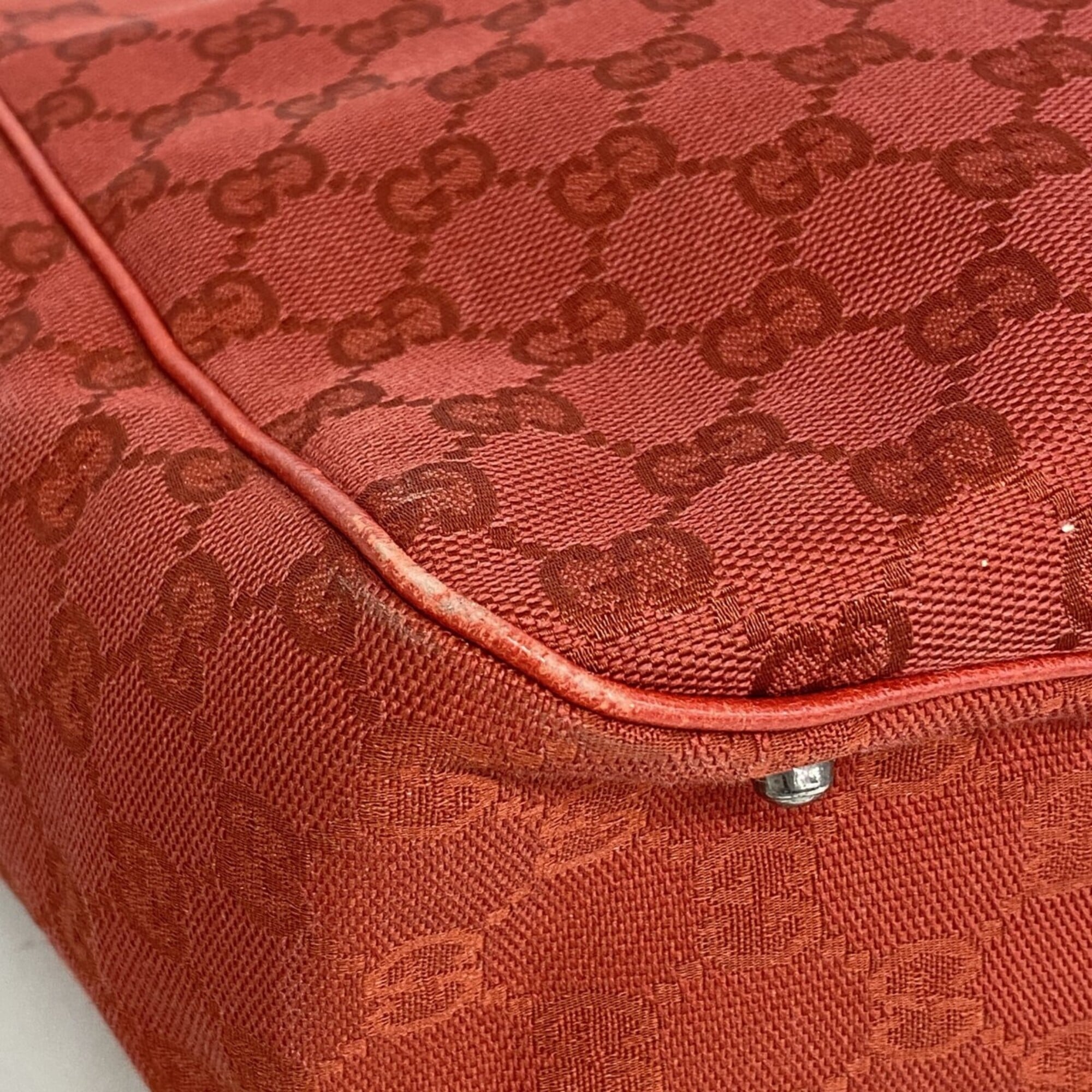 Gucci Red Color Canvas Tote Bag (Pre-Owned)