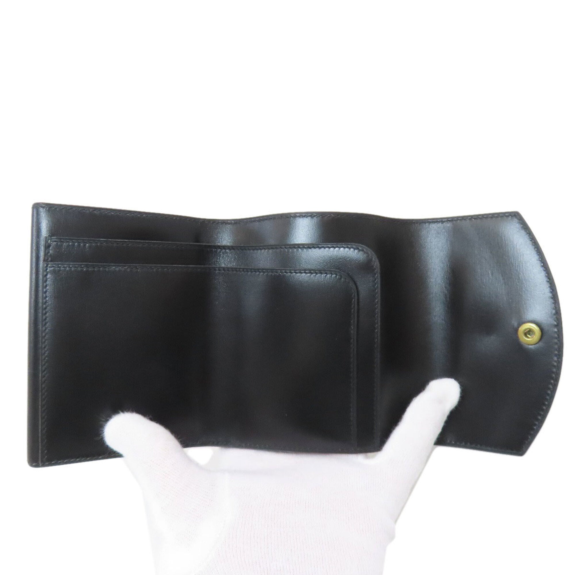 Hermes Black Box Calf Leather Wallet (Bi-Fold) (Pre-Owned)