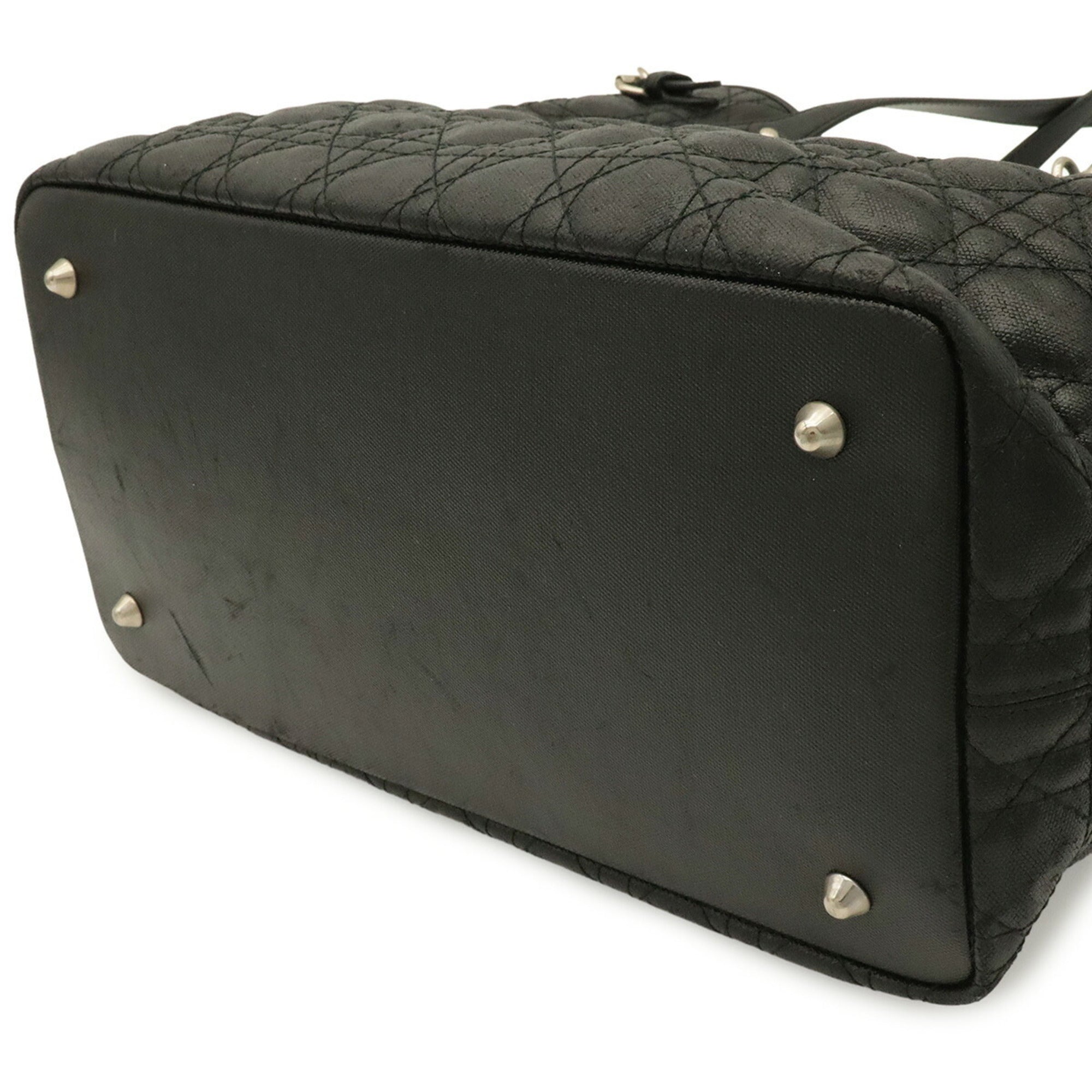 Christian Dior Black Coated Canvas Shoulder Bag Tote Bag (Pre-Owned)