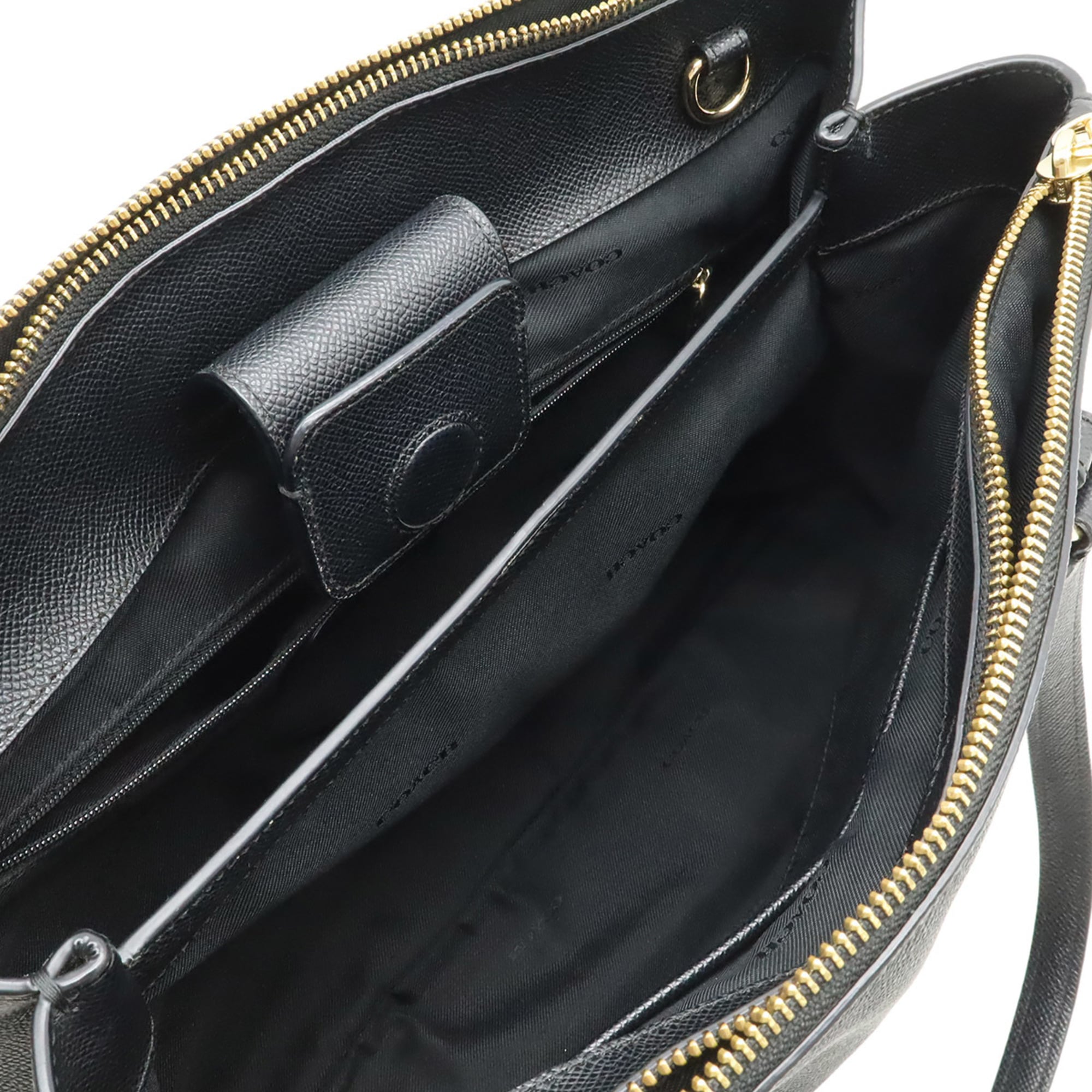 Coach Black Leather Shoulder Bag Tote Bag (Pre-Owned)