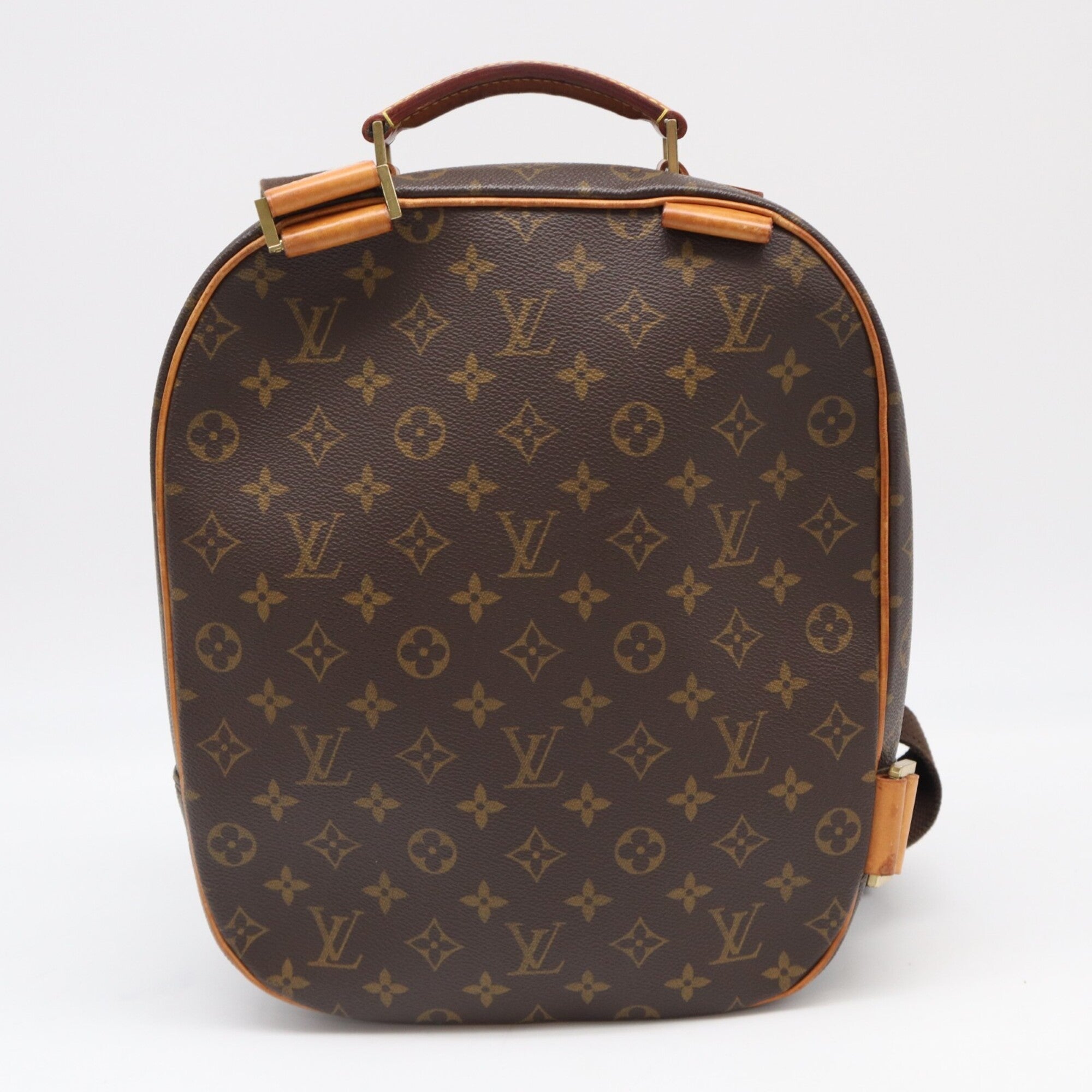 Louis Vuitton Beige Brown Coated Canvas Leather Shoulder Bag (Pre-Owned)