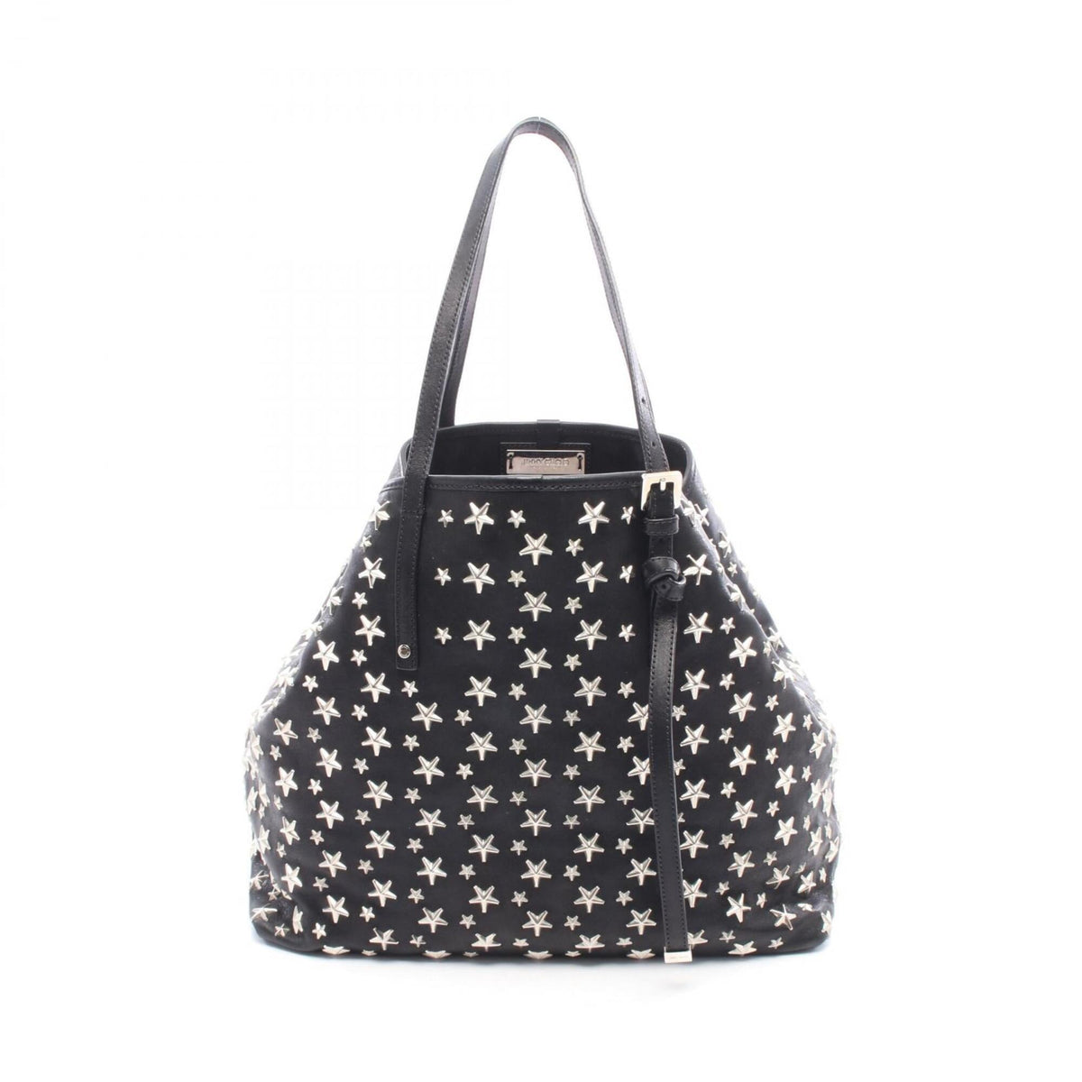 Jimmy Choo Black Leather Handbag Tote Bag (Pre-Owned)