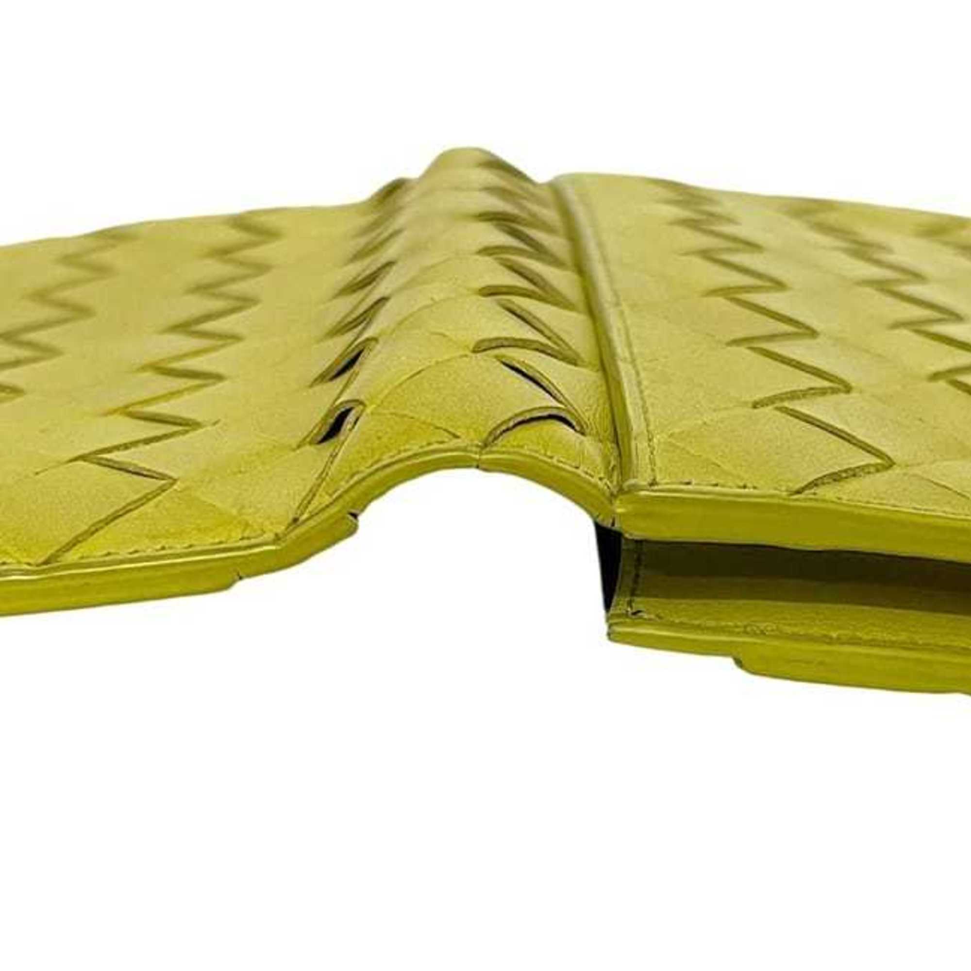 Bottega Veneta Yellow Leather Long Wallet (Bi-Fold) (Pre-Owned)