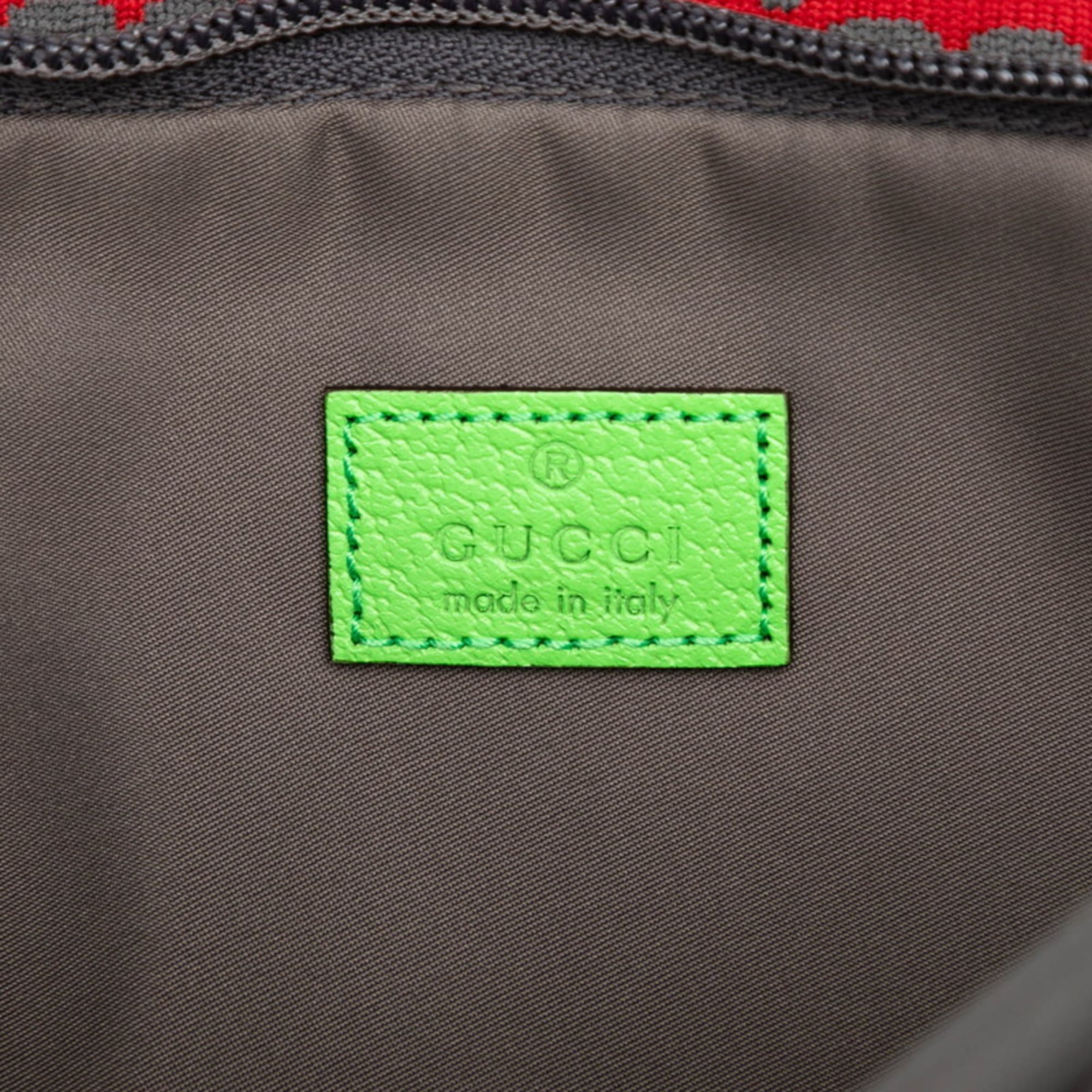 Gucci Gray Green Red Color Nylon Rubber Sling Bag (Pre-Owned)