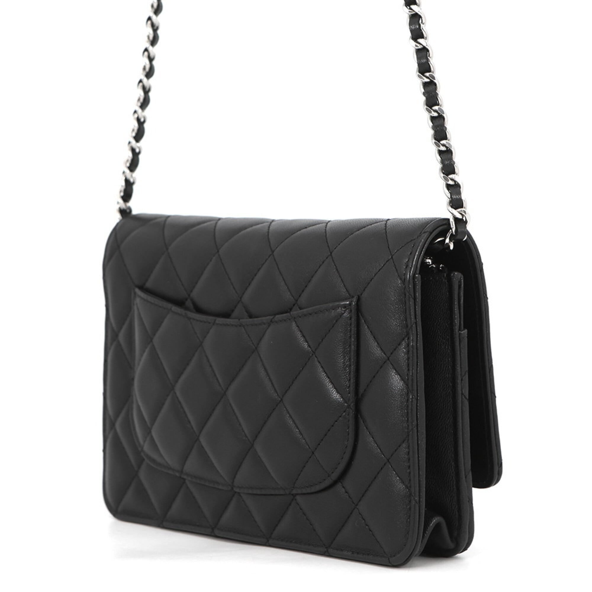 Chanel Black Leather Chain/Shoulder Wallet (Pre-Owned)