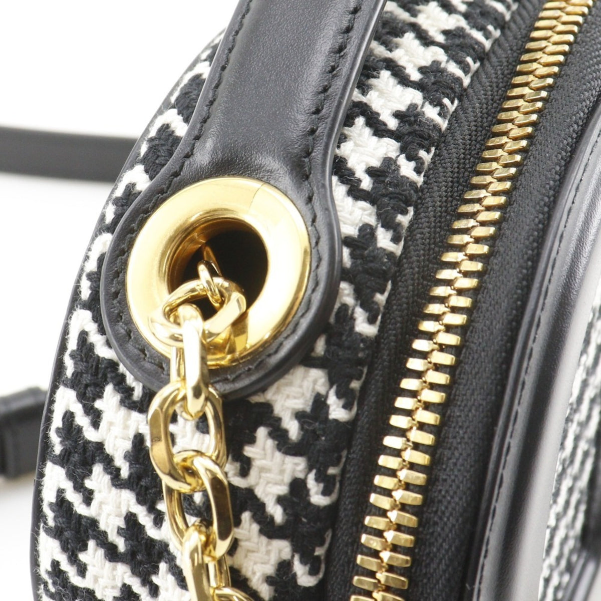 Christian Dior Black White Canvas Leather Shoulder Bag (Pre-Owned)