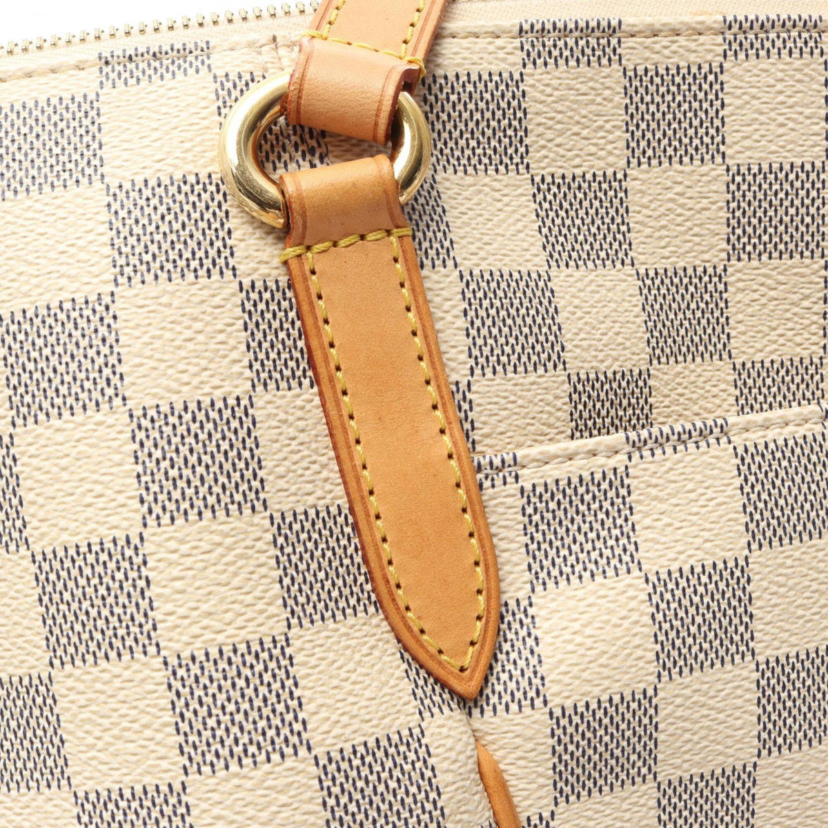 Louis Vuitton White Coated Canvas Pvc Damier Azur Leather Handbag Tote Bag (Pre-Owned)