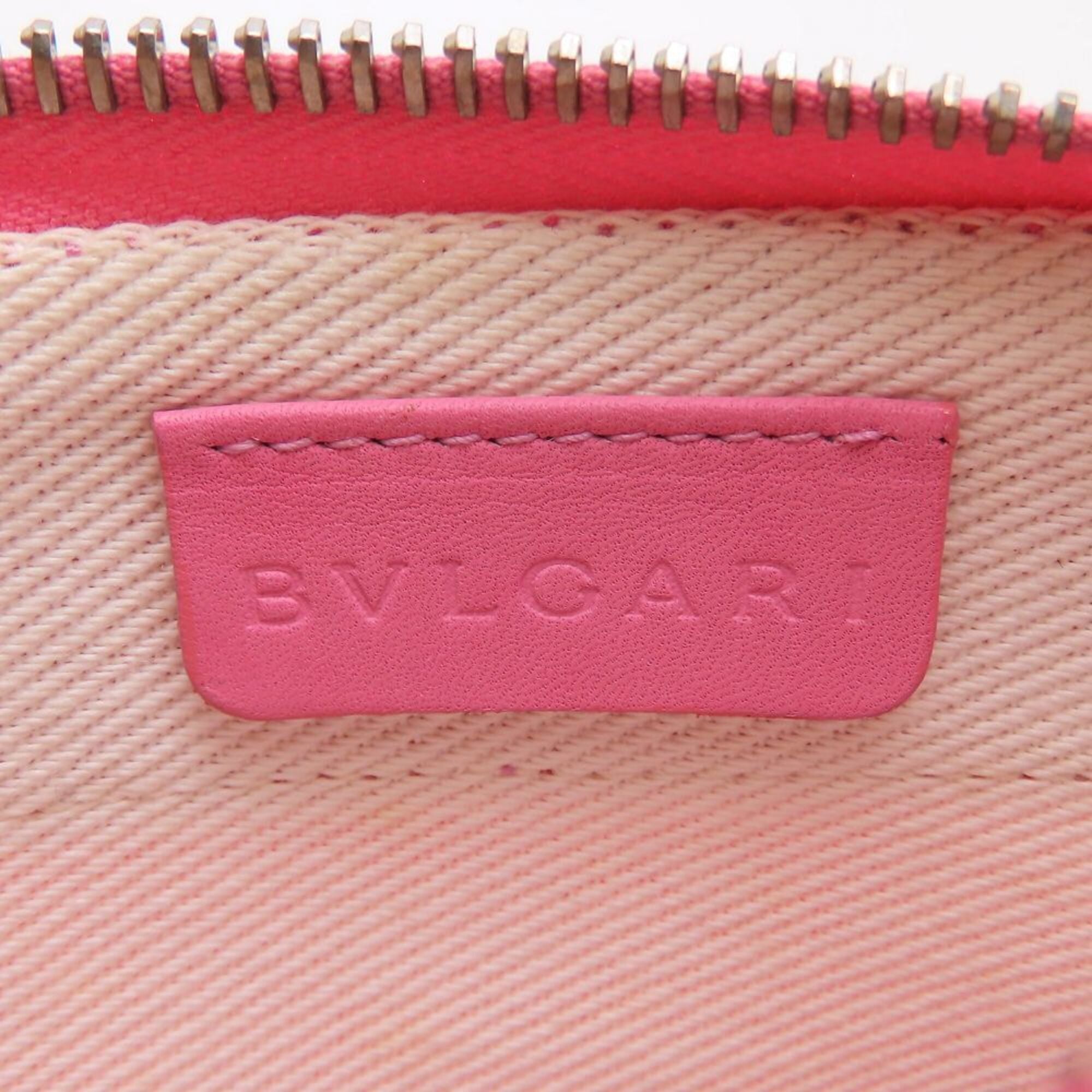 Bvlgari Logomania Pink Canvas Leather Shoulder Bag (Pre-Owned)