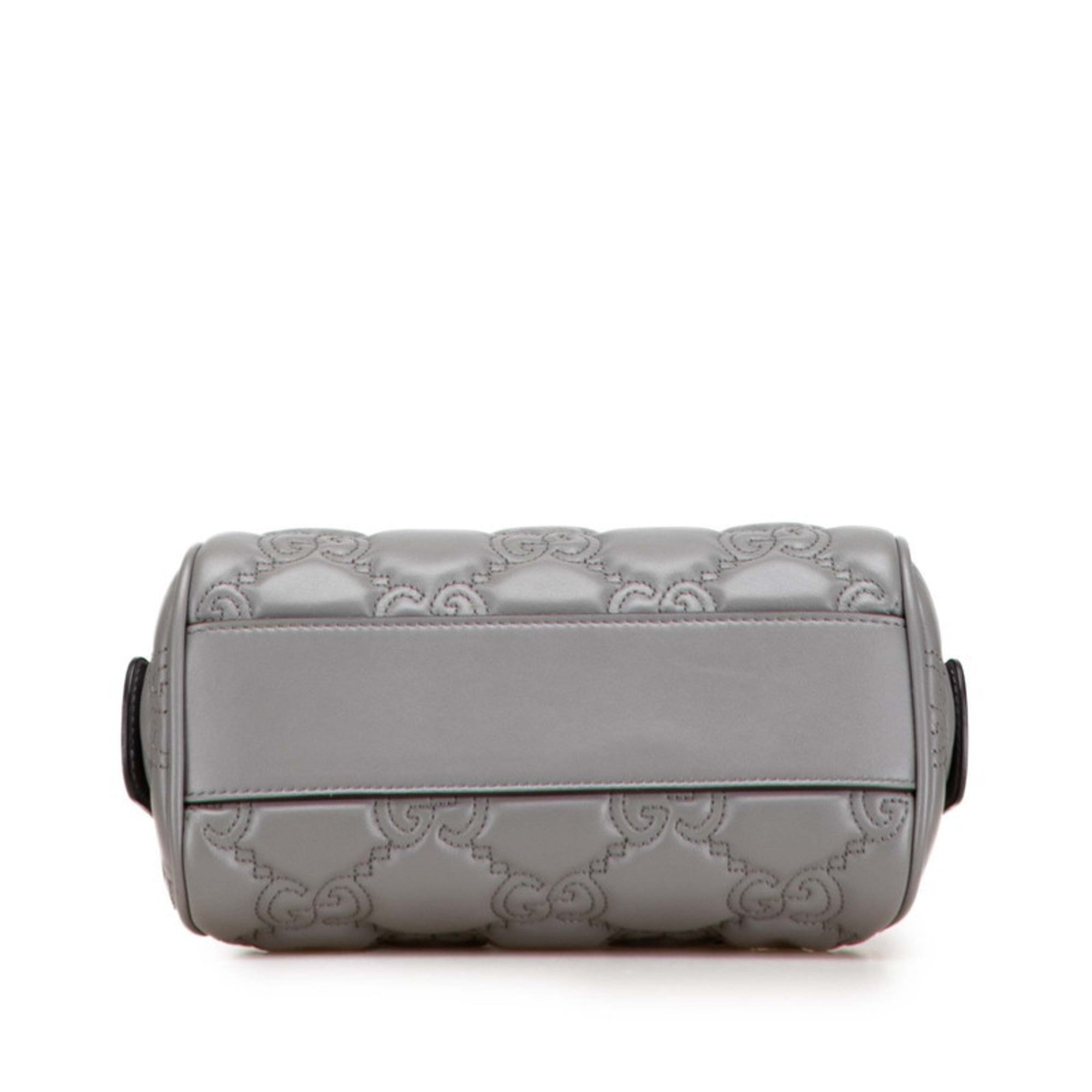 Gucci Gray Leather Boston Bag Shoulder Bag (Pre-Owned)