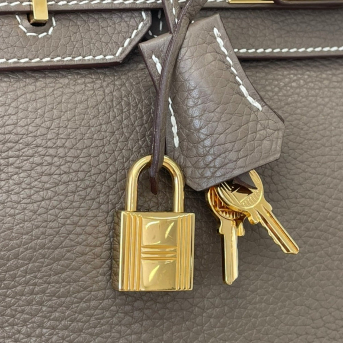 Hermes Birkin Etoupe Gray Grayish Taurillon Clemence Leather Handbag (Pre-Owned)