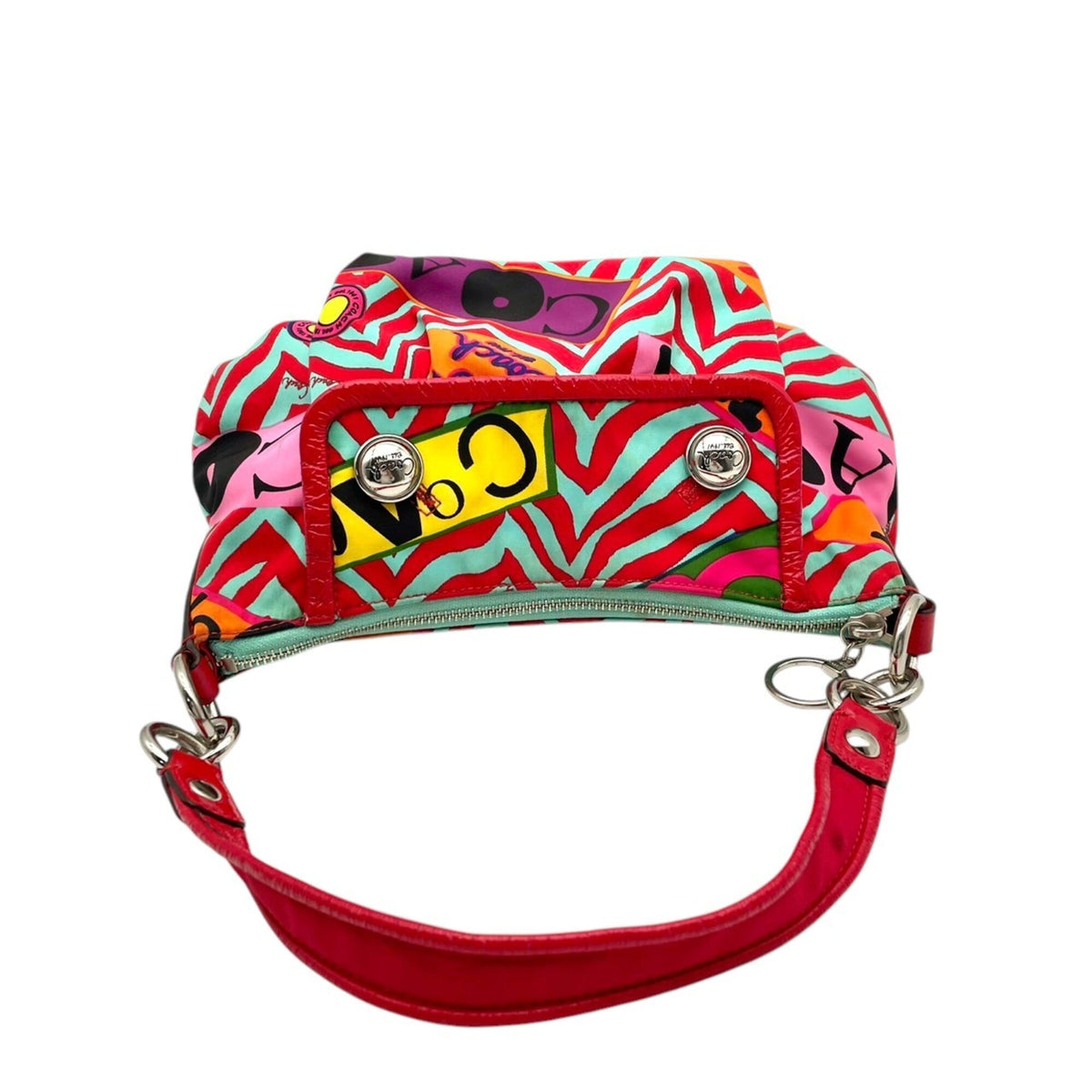 Coach Multi-Color Red Color Nylon Leather Shoulder Bag (Pre-Owned)