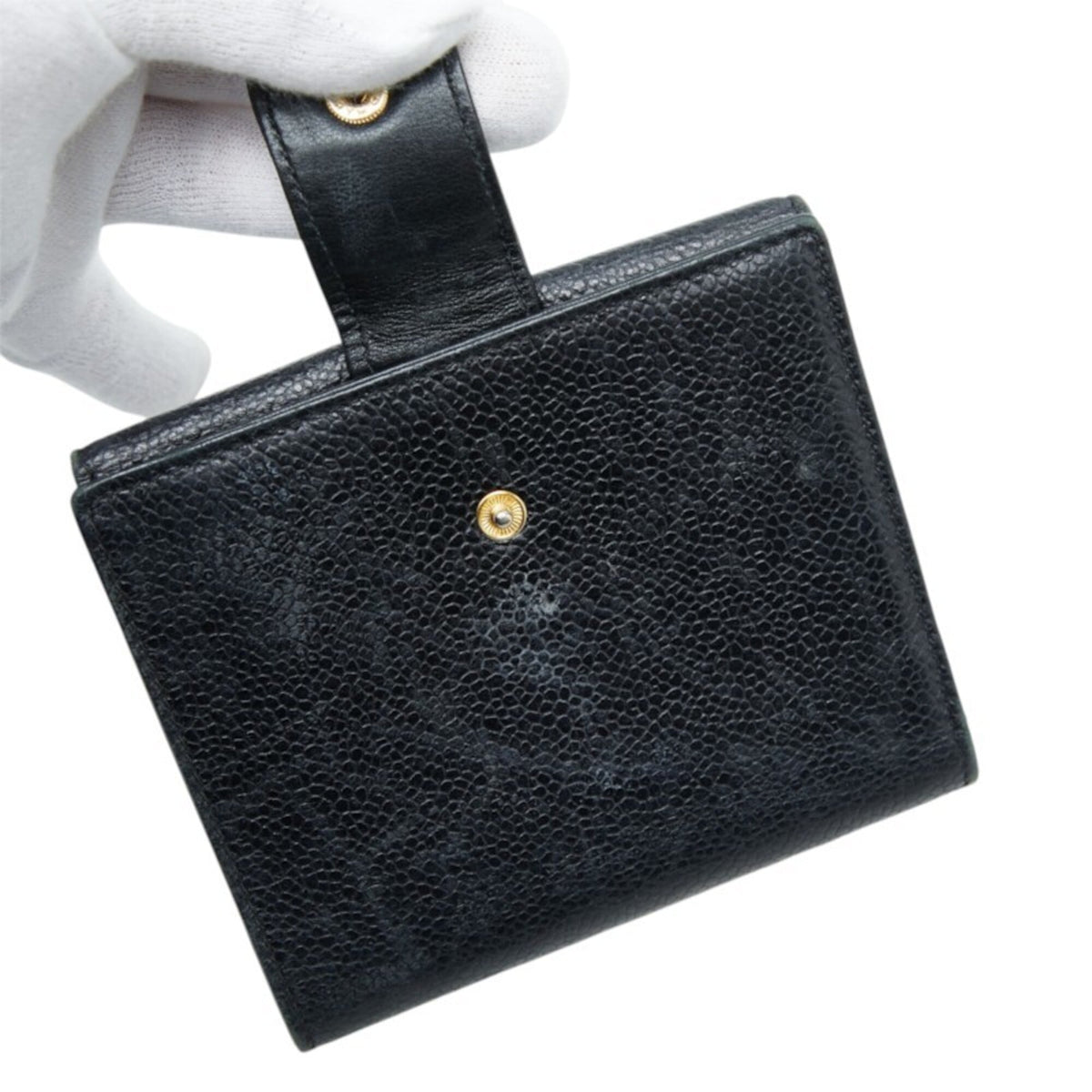 Chanel Black Grained Calfskin Wallet (Bi-Fold) (Pre-Owned)