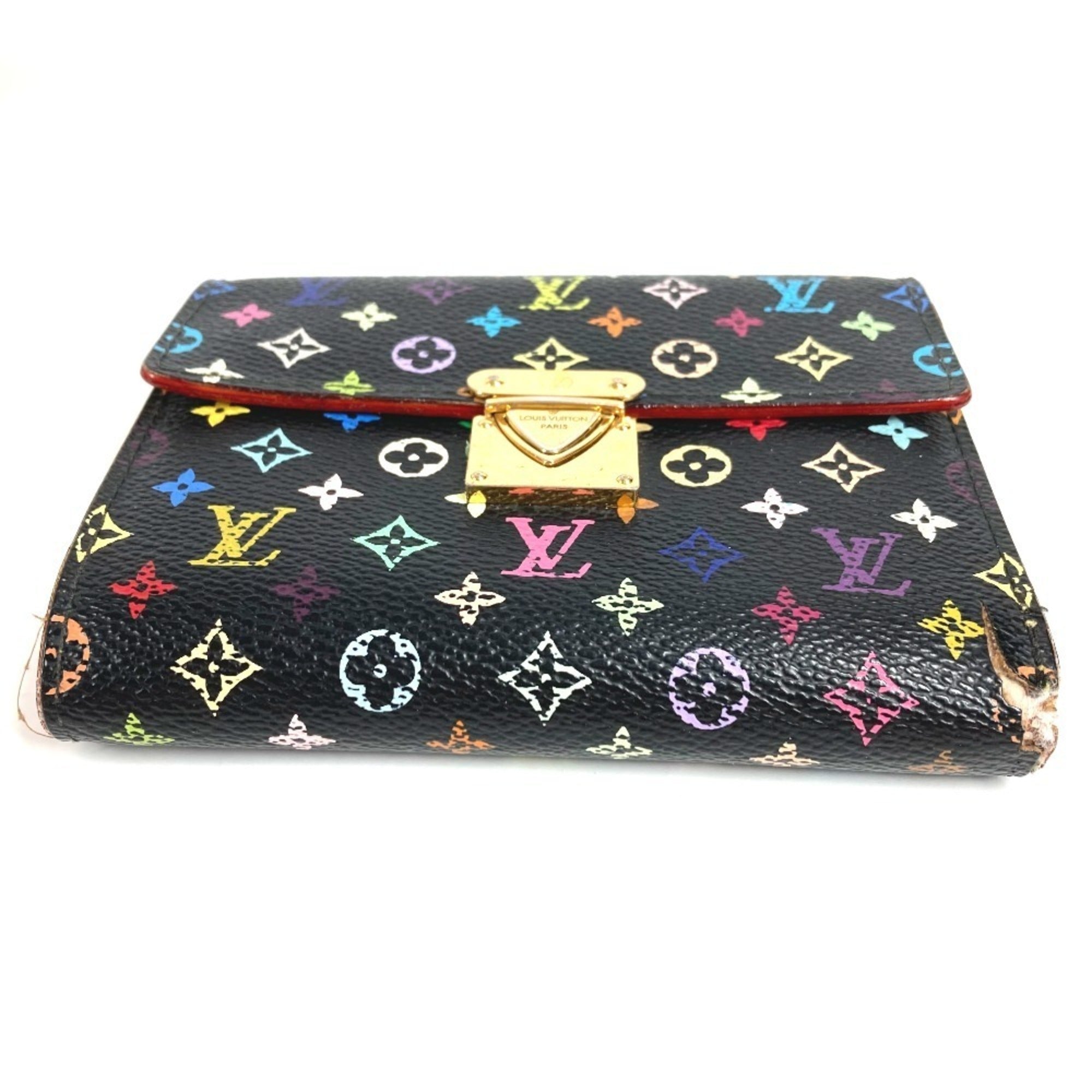 Louis Vuitton Black Multi-Color Noir Monogram Multicolore Canvas Wallet (Tri-Fold) (Pre-Owned)