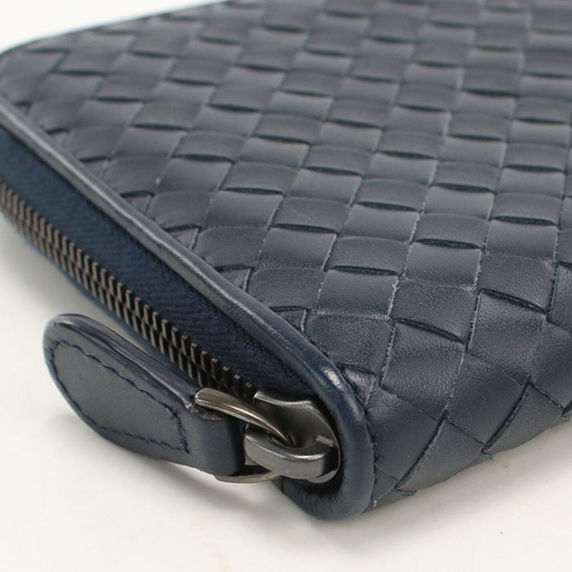 Bottega Veneta Navy Leather Long Wallet (Bi-Fold) (Pre-Owned)