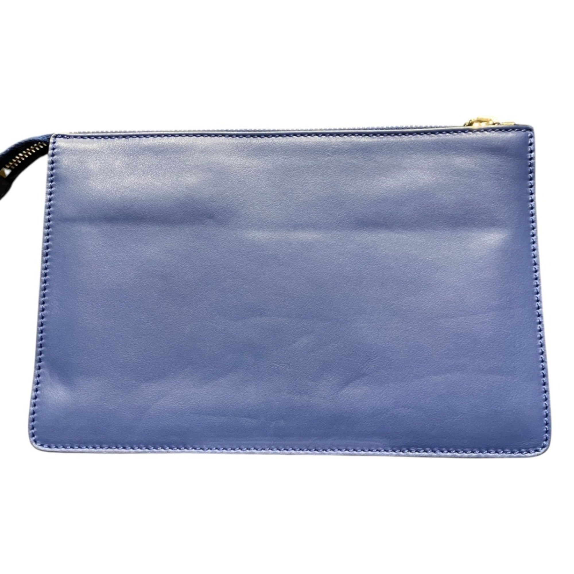 Fendi Blue Leather Clutch Bag Pochette (Pre-Owned)
