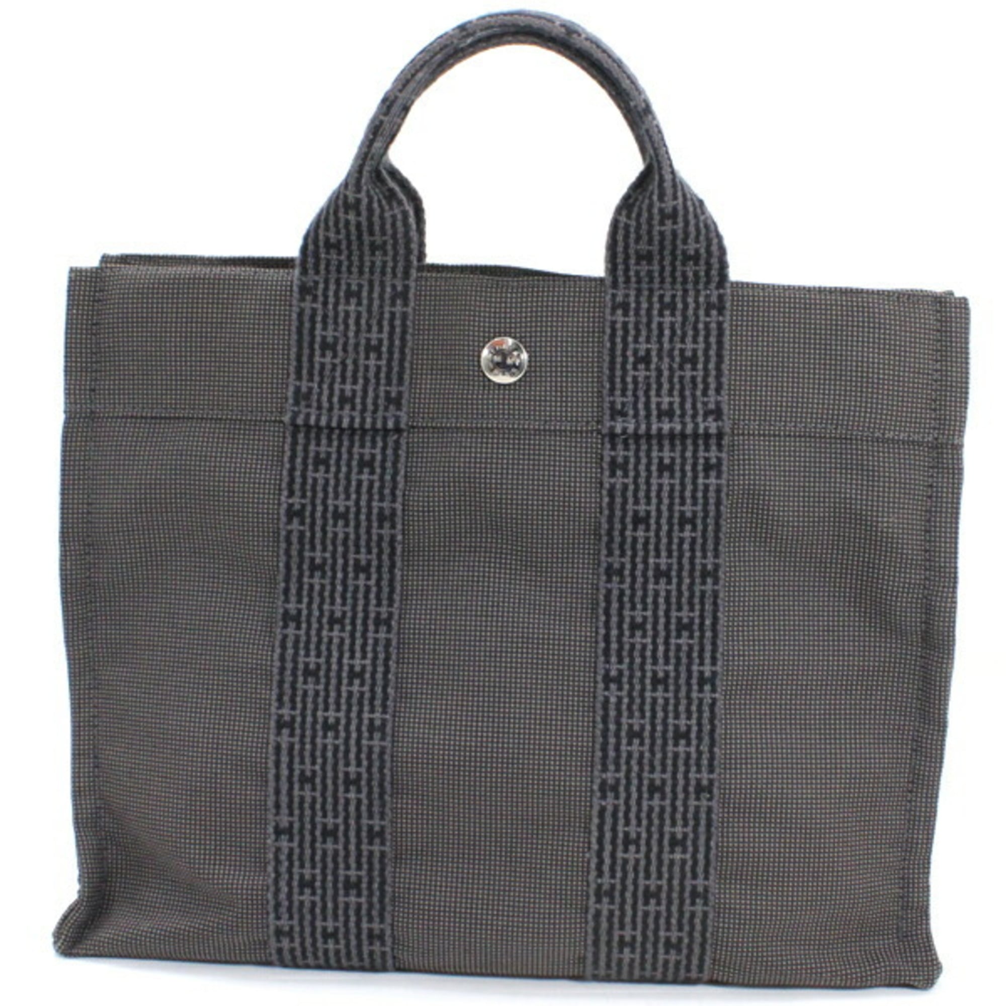Hermes Her Line Gray Canvas Handbag (Pre-Owned)