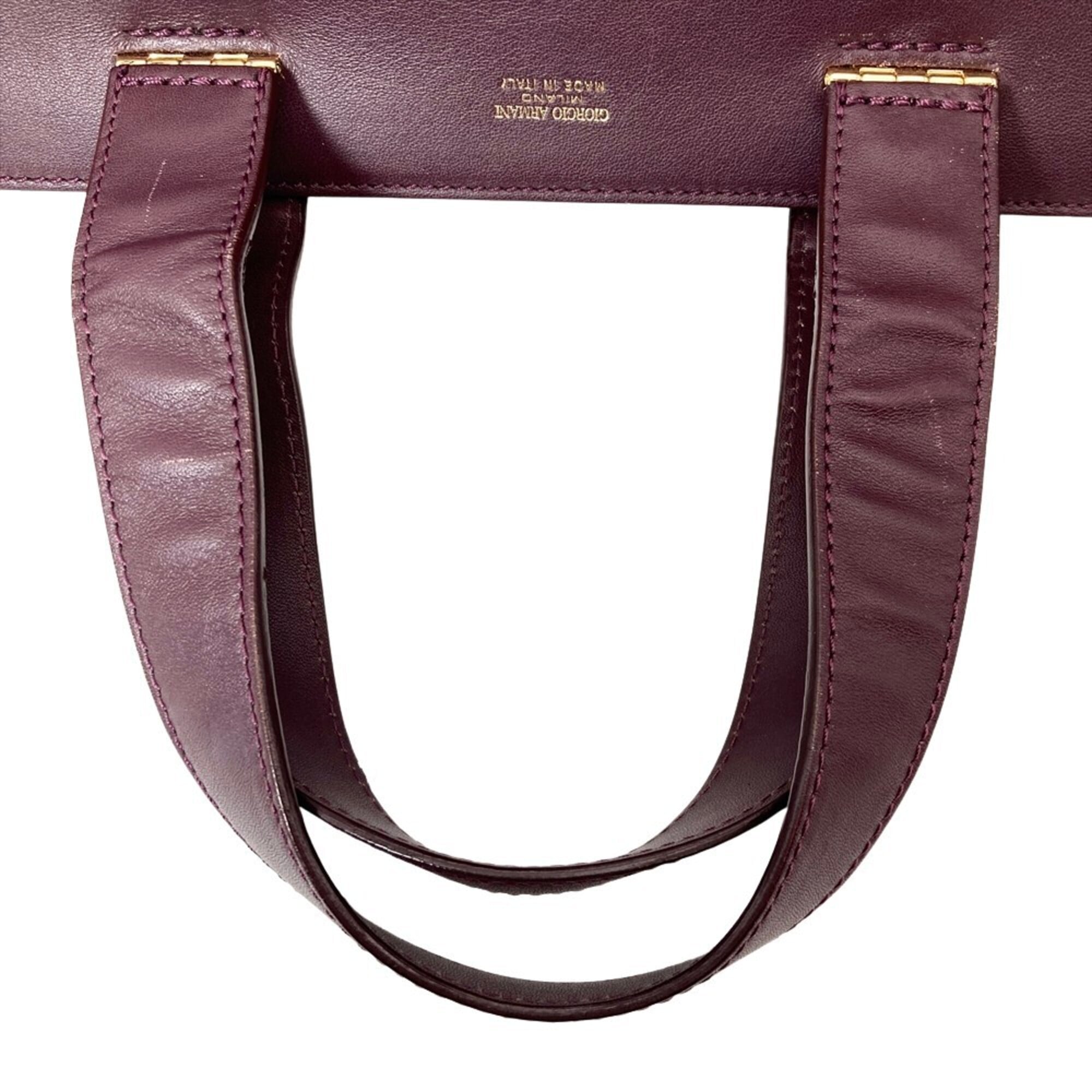 Giorgio Armani Bordeaux Red Color Wine Suede Leather Handbag Tote Bag (Pre-Owned)