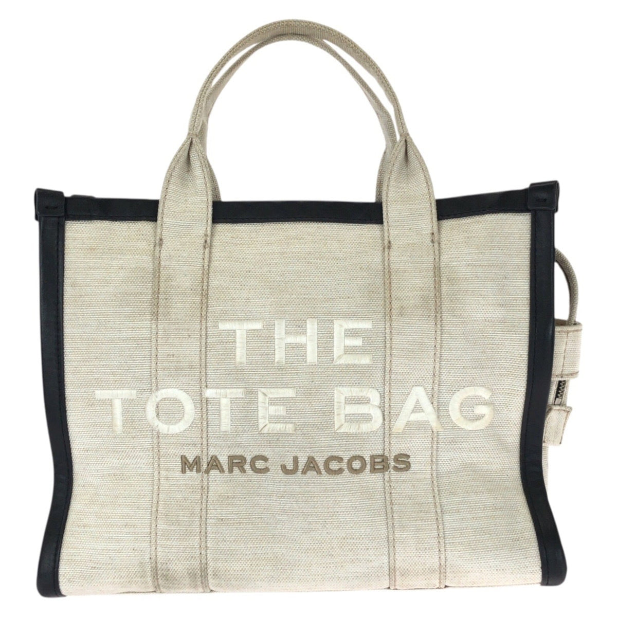 Marc Jacobs Black White Canvas Leather Shoulder Bag Tote Bag (Pre-Owned)