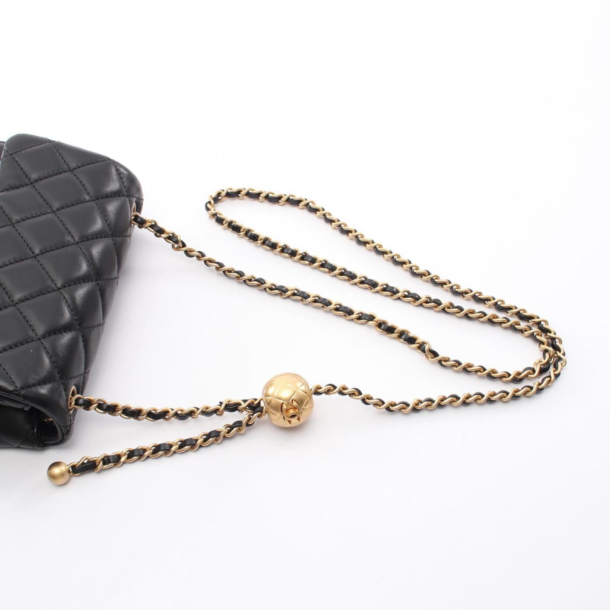 Chanel Black Leather Handbag Shoulder Bag (Pre-Owned)