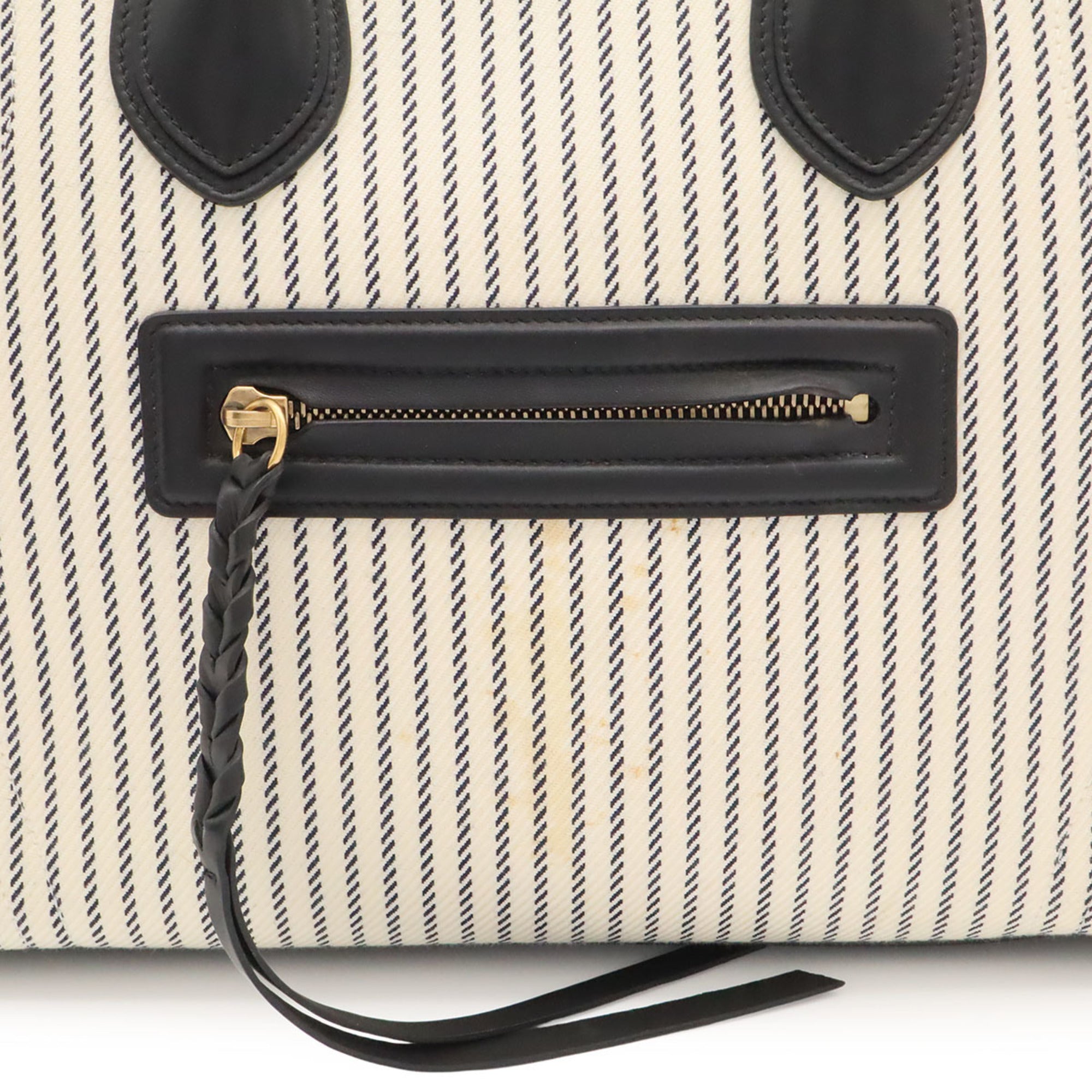 Celine Navy Navy Black White Canvas Handbag Tote Bag (Pre-Owned)