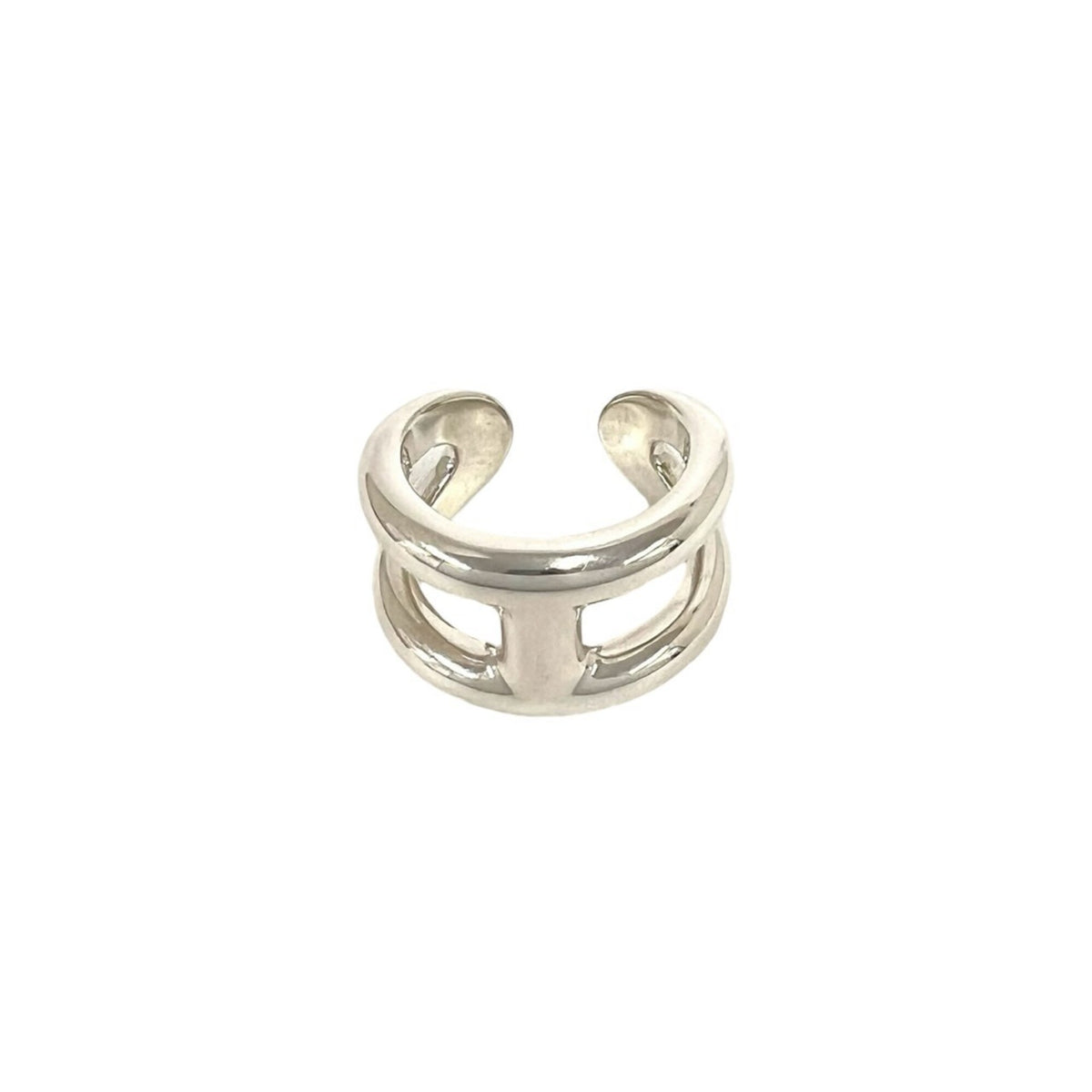 Hermes Silver Silver 925 Band Ring (Pre-Owned)