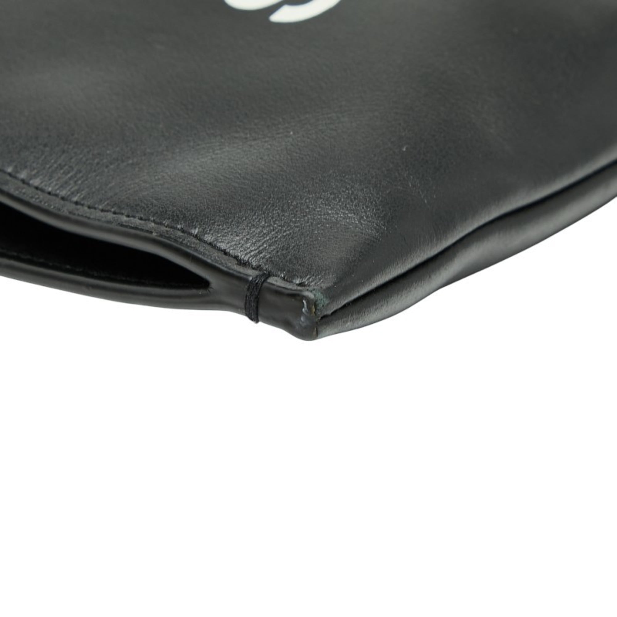 Saint Laurent Black White Leather Clutch Bag (Pre-Owned)