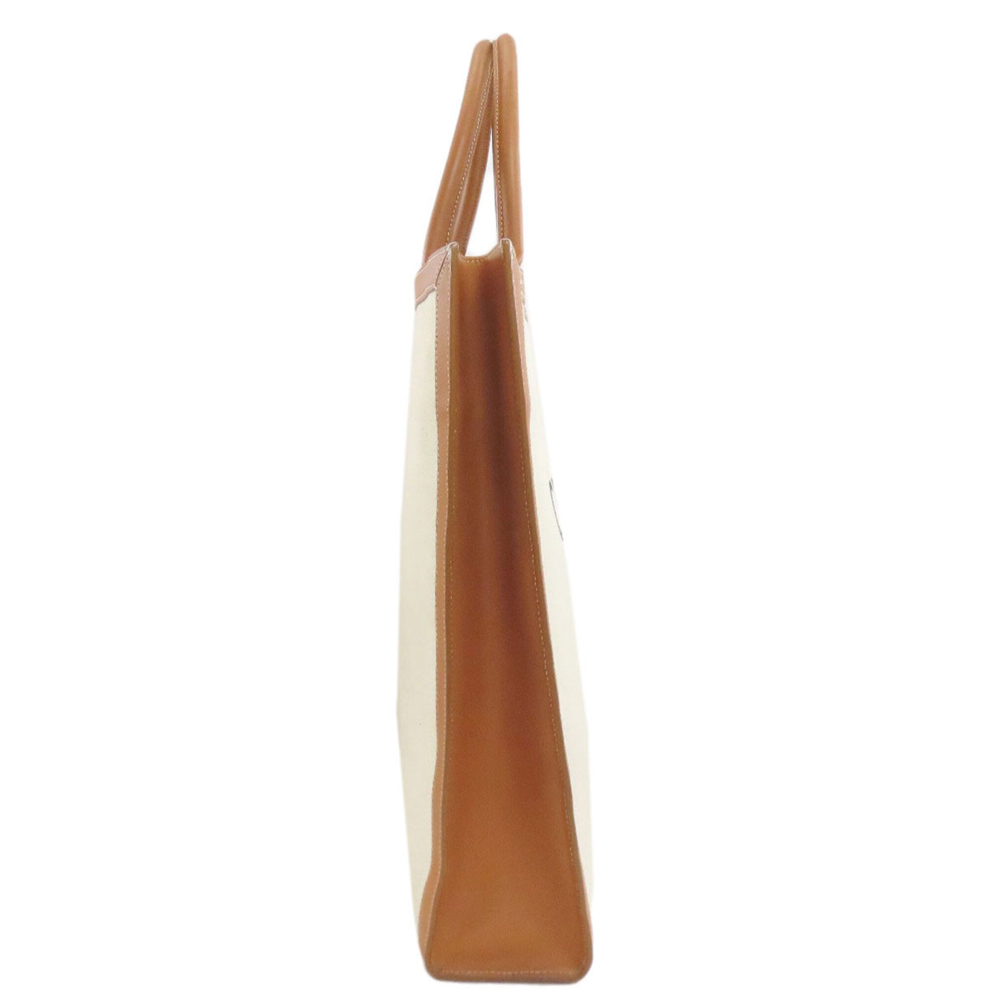 Celine Brown White Canvas Tote Bag (Pre-Owned)