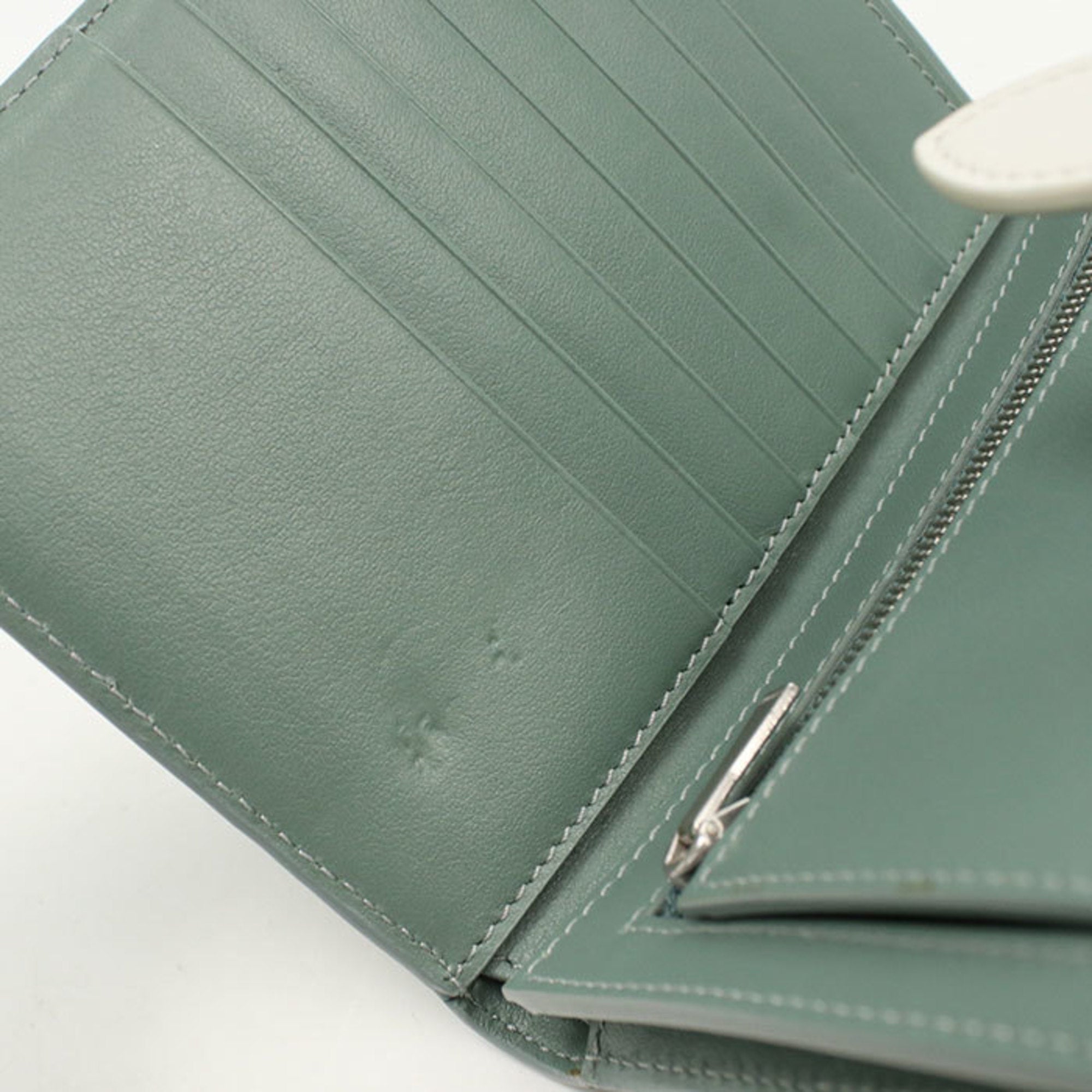 Celine Green Leather Middle Wallet (Bi-Fold) (Pre-Owned)