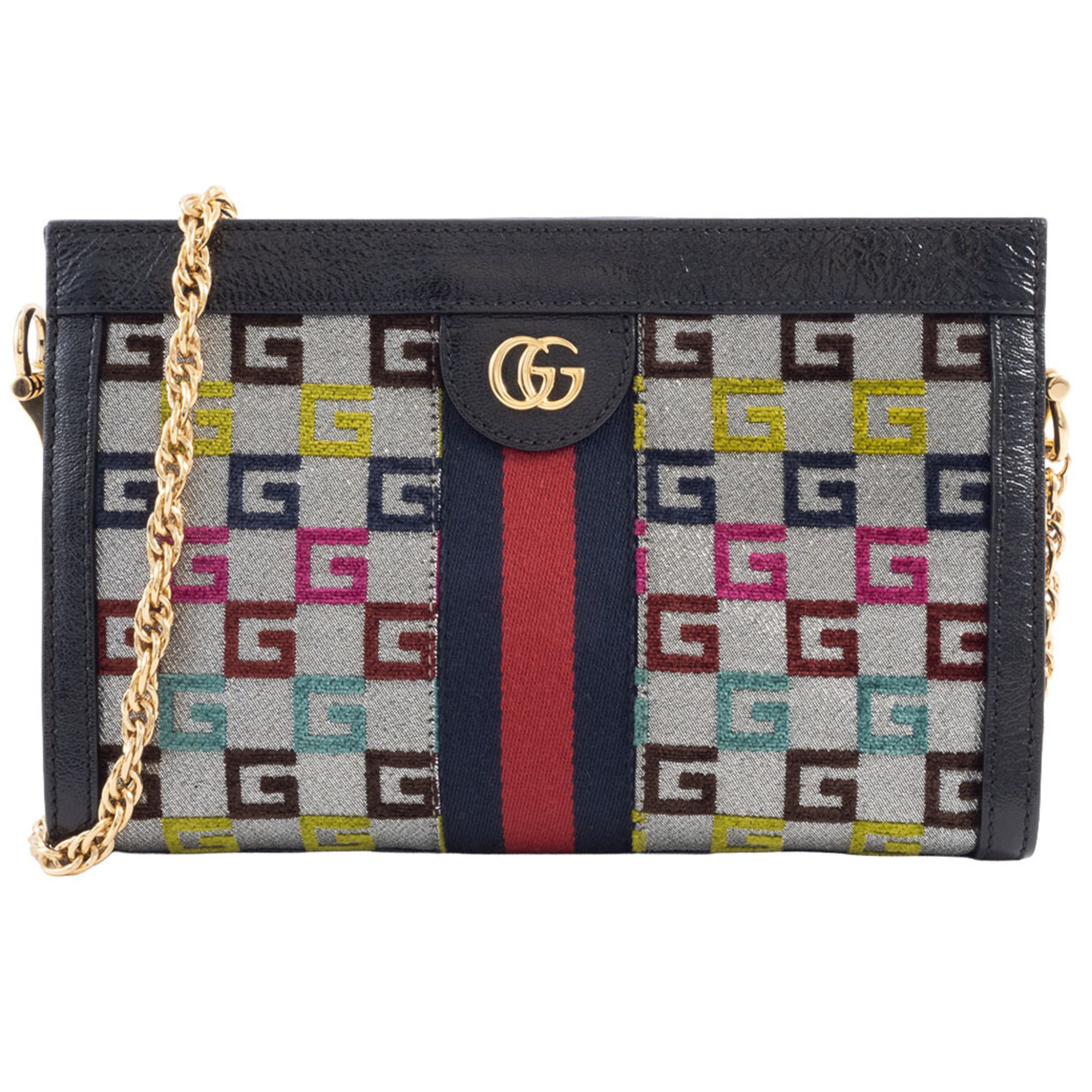 Gucci Multi-Color Canvas Leather Shoulder Bag (Pre-Owned)