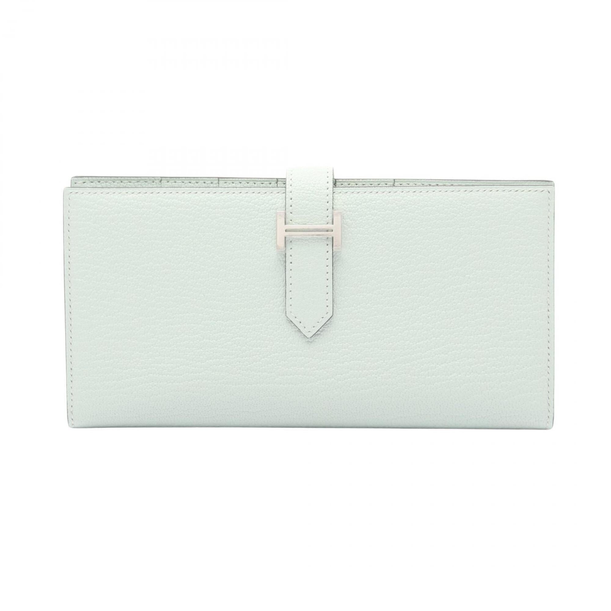 Hermes Green Chevre Leather Leather Long Wallet (Bi-Fold) (Pre-Owned)