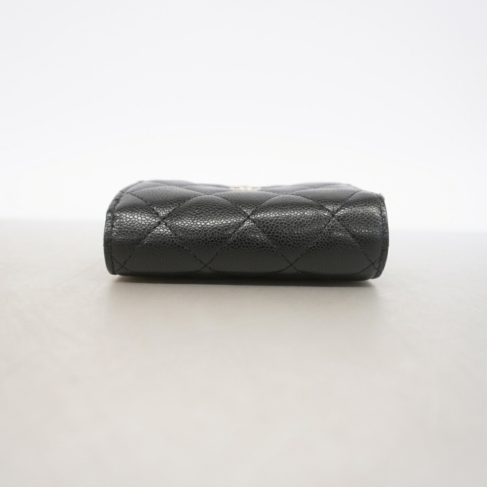 Chanel Black Grained Calfskin Wallet (Tri-Fold) (Pre-Owned)
