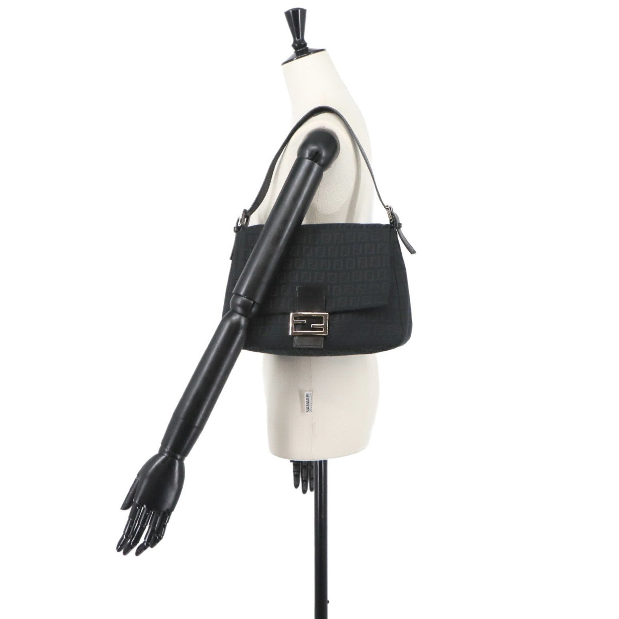 Fendi Black Canvas Leather Shoulder Bag (Pre-Owned)