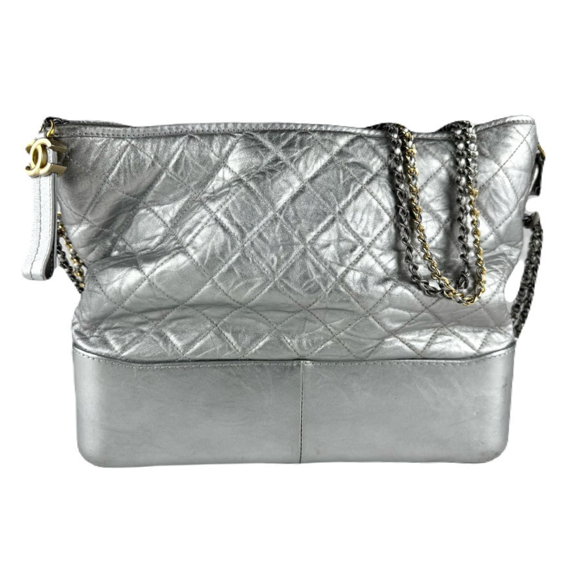 Chanel Silver Leather Shoulder Bag (Pre-Owned)