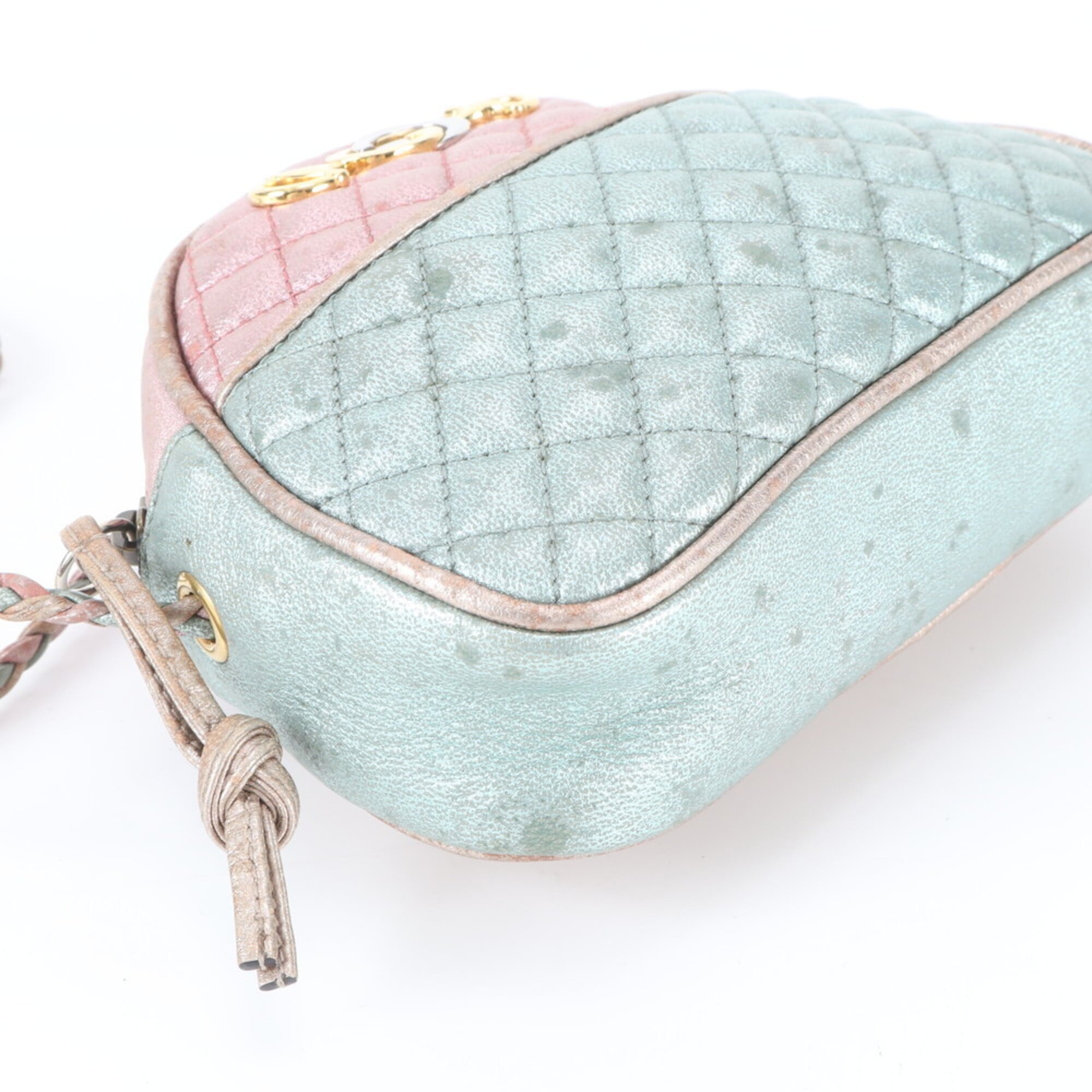Gucci Horsebit Green Pink Leather Shoulder Bag (Pre-Owned)